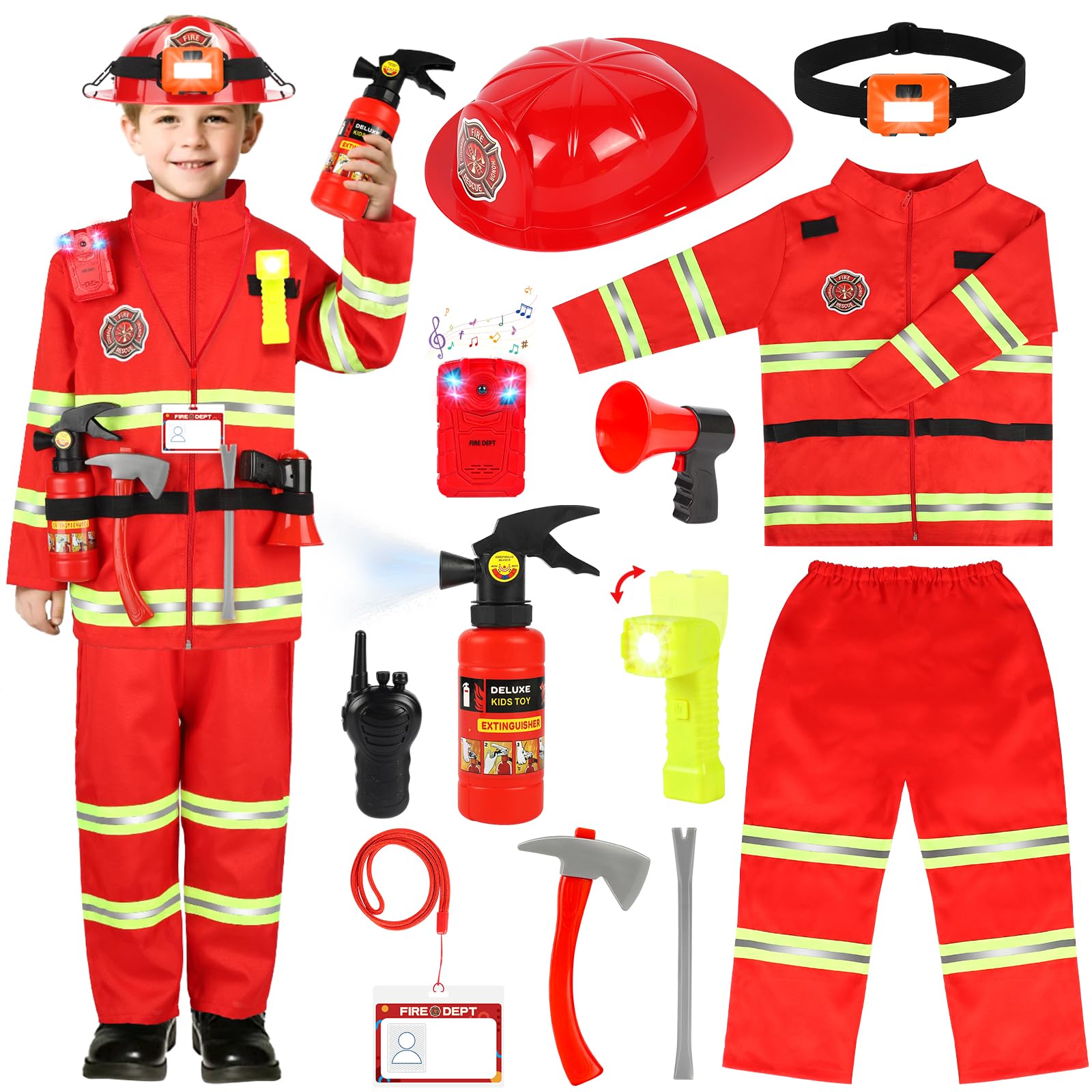 HUUIDY Firefighter Costume with Accessories