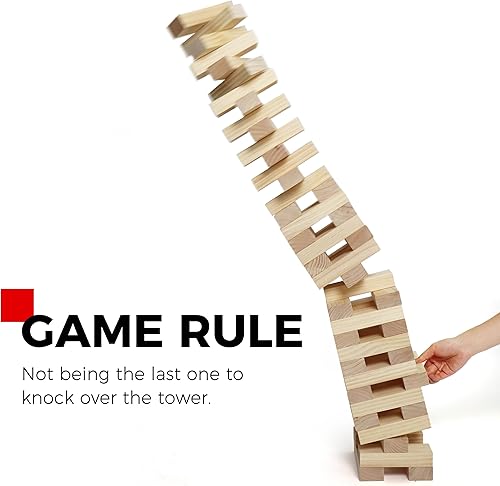 Miniatura 5 de SPORT BEATS Juego de torre gigante, juegos al aire libre, juego de apilamiento de 54 bloques, incluye bolsa de transporte