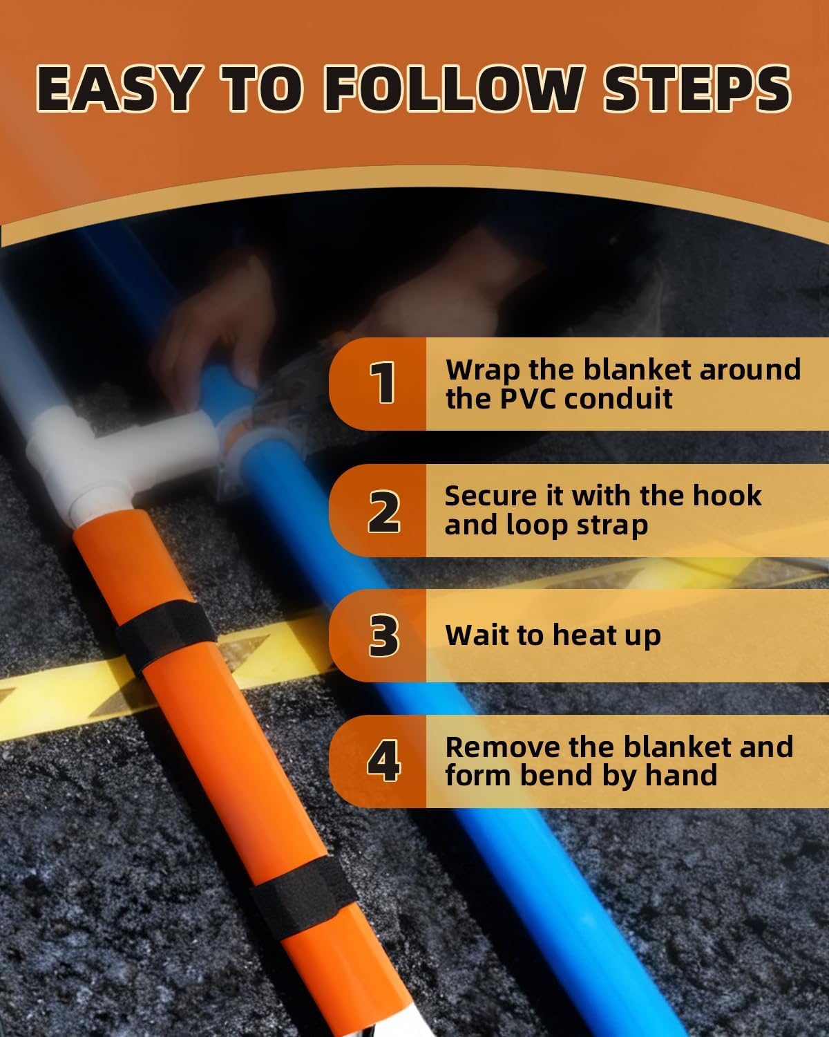 PVC Heat Blanket for 1/2" to 1-1/2" Conduit, PVC Heating Blanket, 120 Volts, 200 Watts Pipe Bender Heater, Heat for 3 Minutes to Bend