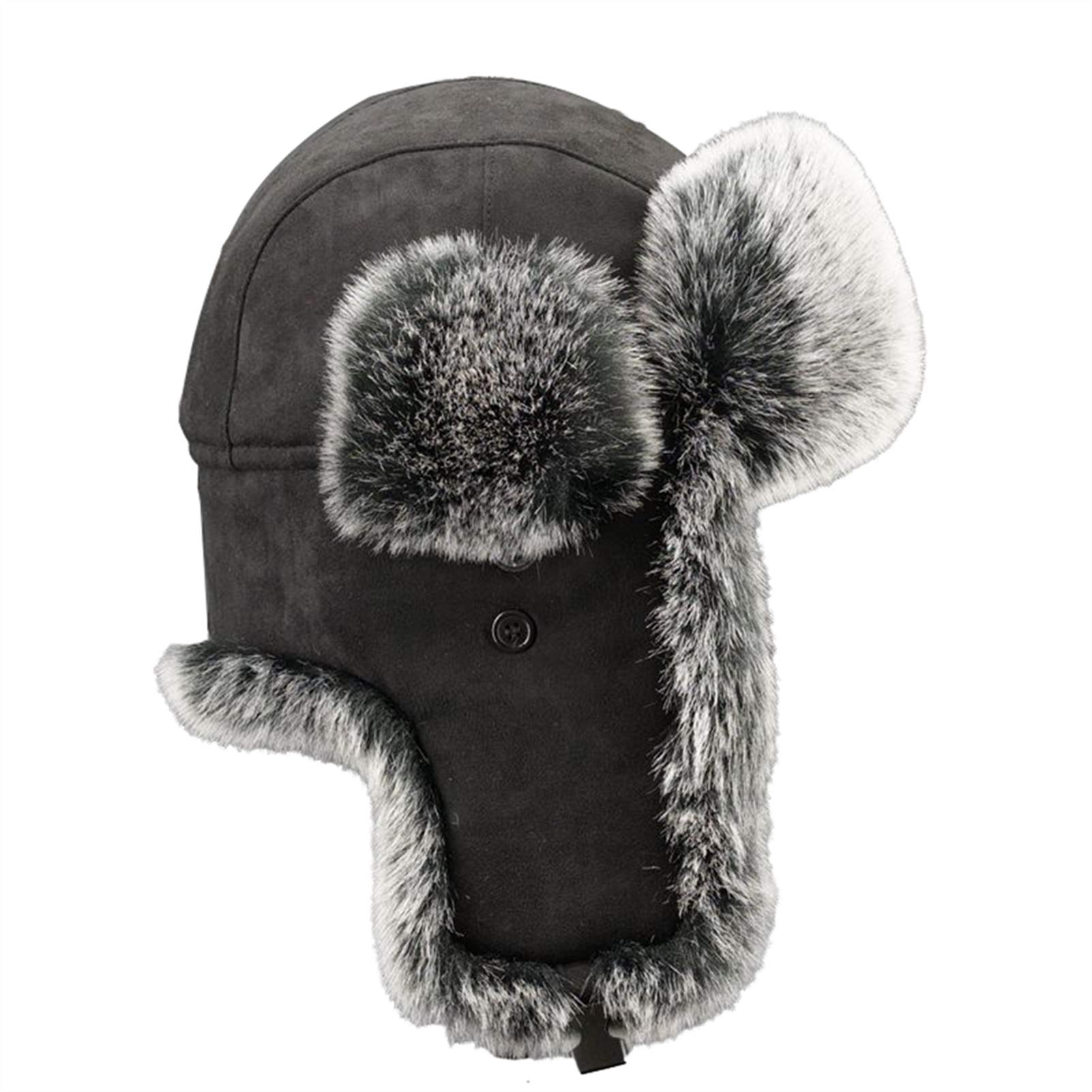 Insun Unisex Fliegermütze Wildleder Winddicht Trappermütze Warme Kunstfell Russische Mütze