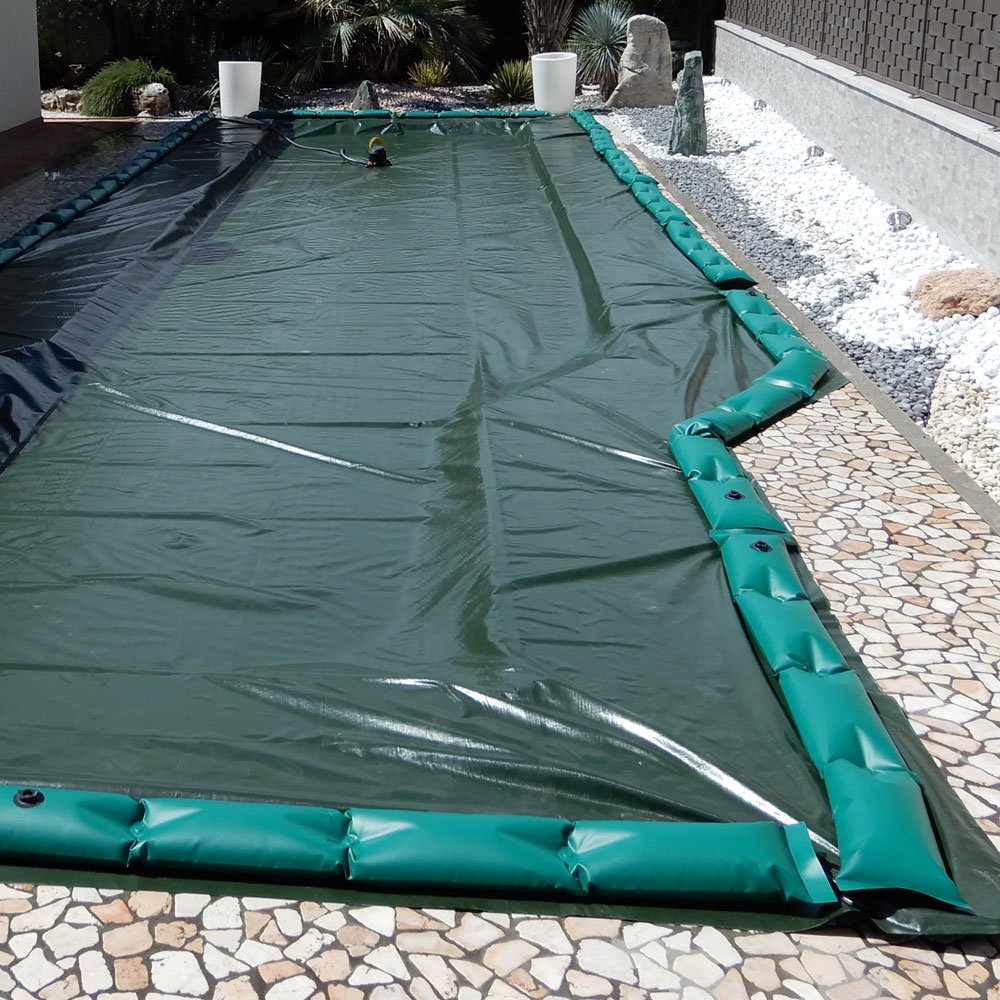Telo invernale 11 X 6 con tubolari antivento antiribaltamento ad appoggio - per piscina 10 X 5