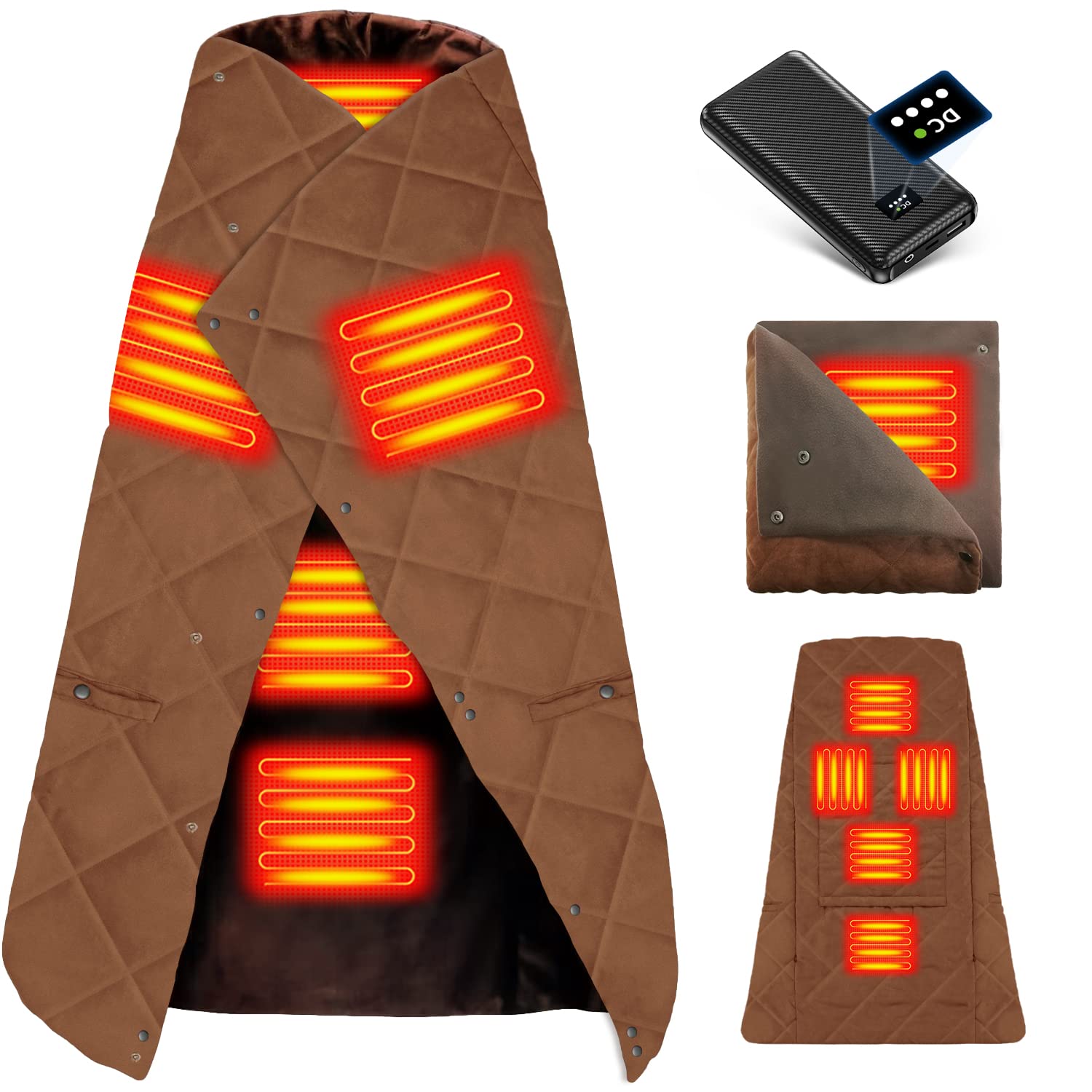 Amazon.co.jp : 電気毛布 掛け敷き兼用【7枚ヒーター内蔵&DC7.4V高効率