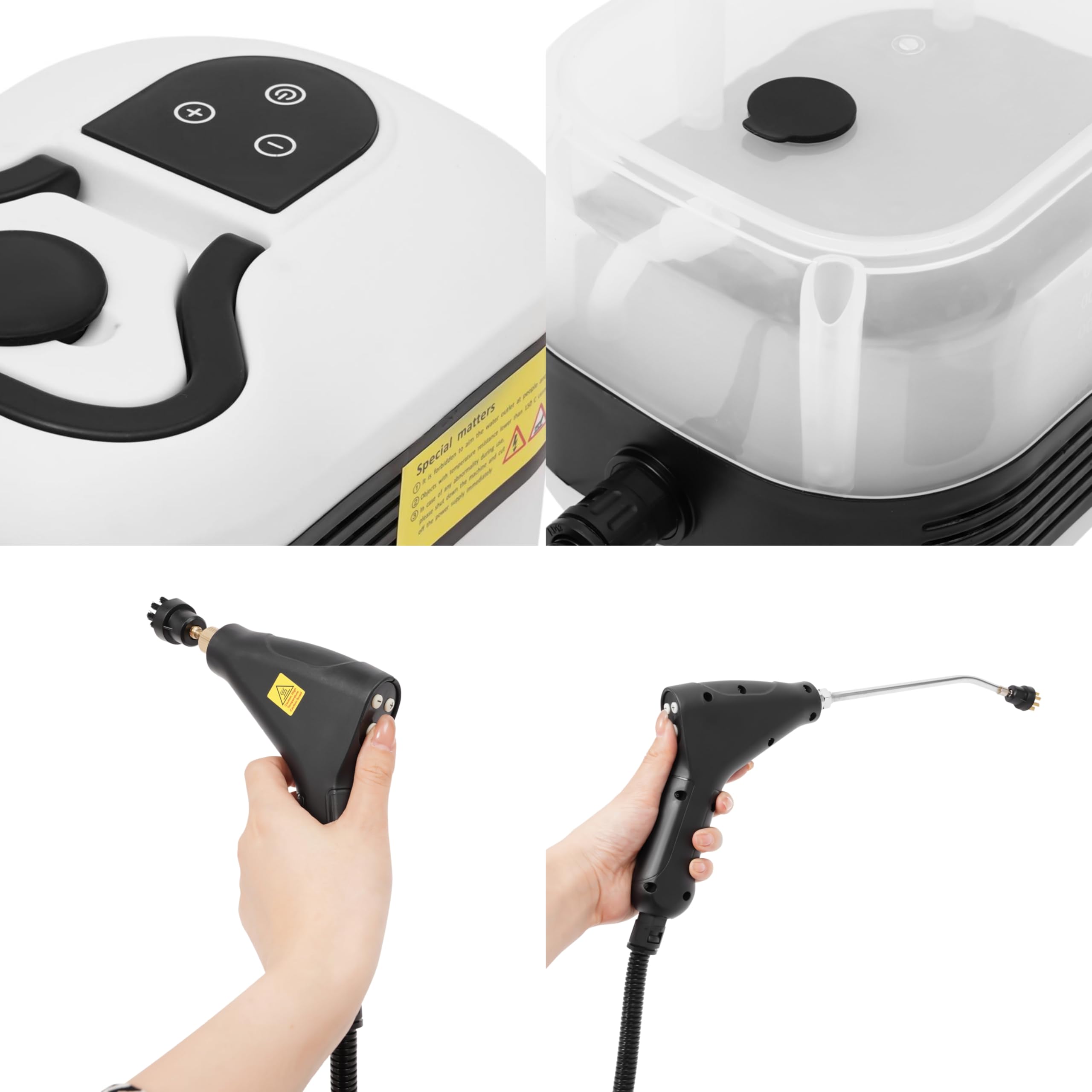 1500 W portátil a vapor limpiador de mano con 3 cabezales de cepillo, 6 velocidades ajustables a alta temperatura máquina de limpieza a vapor multiusos con depósito de agua de 1,2 L para cocina