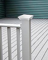 Vista 7 de QWORK Vinyl Fence Post Cap, 4 Pack 4" x 4" PVC Square Fence Post Top Cover, New England Pyramid Style, for Mailbox, Lamp Post, Deck, Dock, Piling