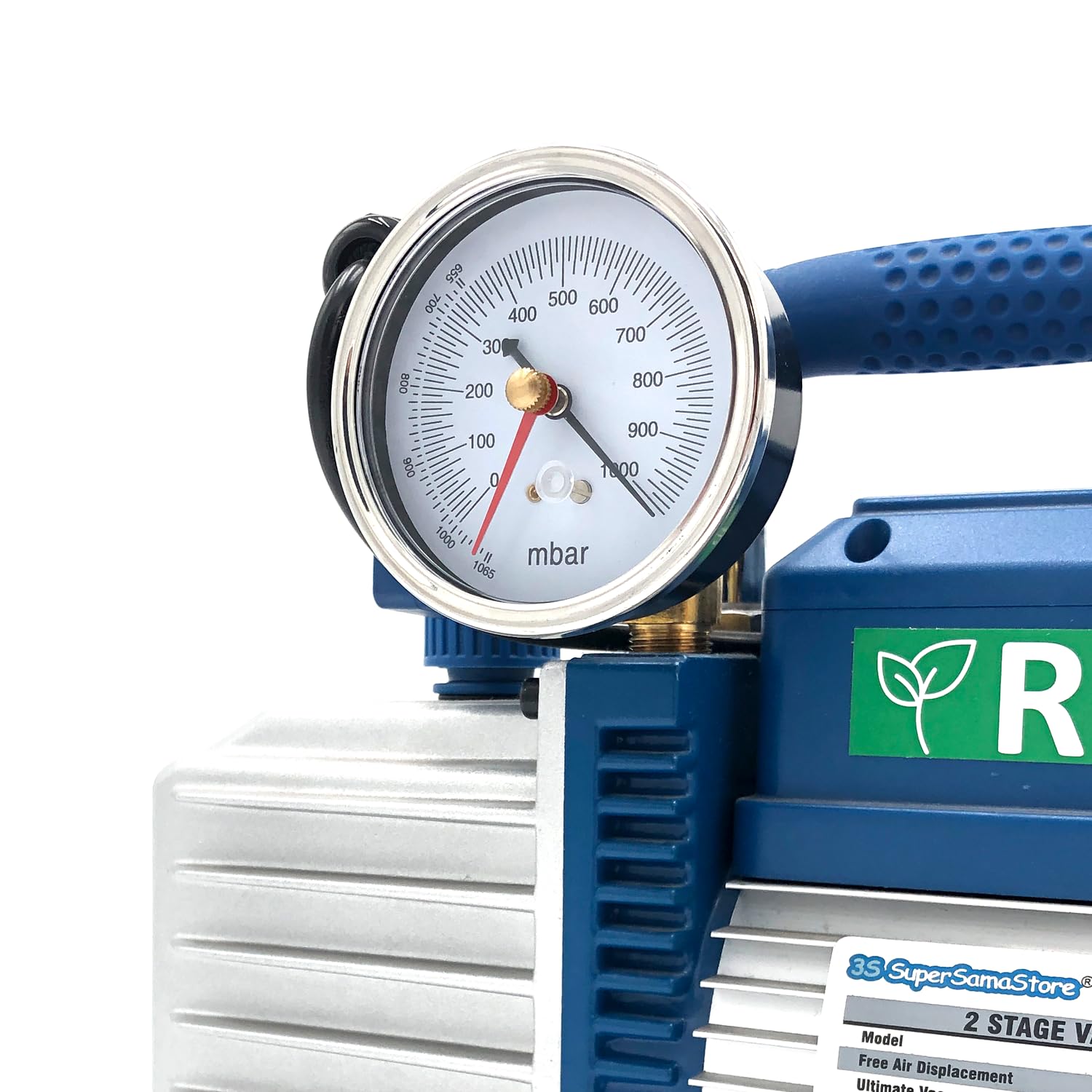 3S SuperSamaStore Pompa Vuoto Bistadio 100 Lt/Min con Elettrovalvola e Vacuometro, Pompa Vuoto Professionale Omologata per Gas R32