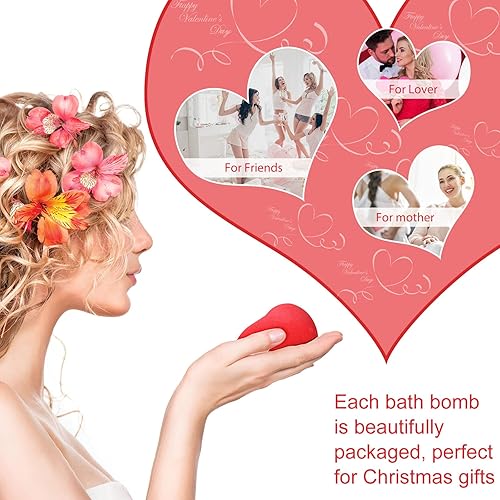 Miniatura 7 de Leelosp Set de regalo de bomba de baño con forma de corazones para el día de San Valentín, 4 x 4 onzas, idea de regalo para mujeres, esposa, novia,