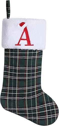 Miniatura 74 de Calcetines de Navidad bordados con monograma inicial de 20 pulgadas, decoración de Navidad, calcetines personalizados, decoración de temporada Negro