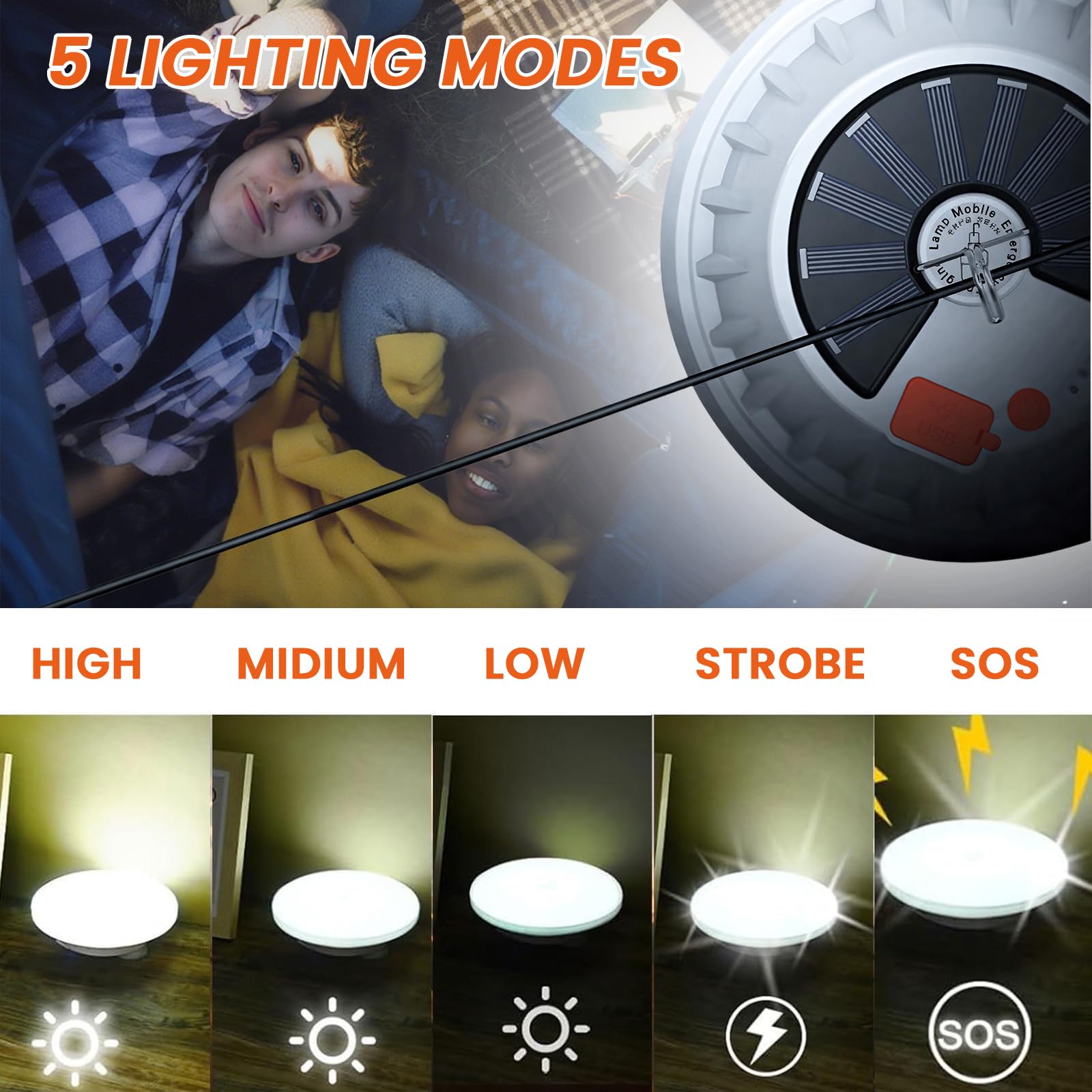 Lampara Solar Camping, 2 Piezas Luz Camping Recargable, con 5 Modos de lluminación y Mando a Distancia, IPX7 Impermeable Portátil Luz de Emergencia para Acampar Carpa Pesca Senderismo