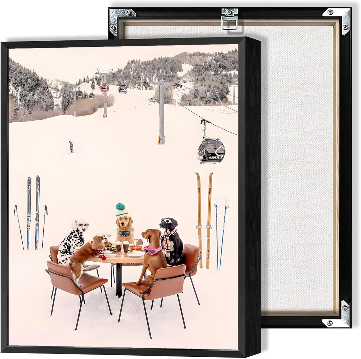 Pósteres de lona de snowboard para perros de moda, esquí de invierno, deportes extremos, arte de pared divertido para amantes del esquí, pintura