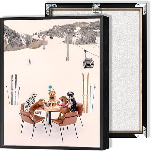 Pósteres de lona de snowboard para perros de moda, esquí de invierno, deportes extremos, arte de pared divertido para amantes del esquí, pintura