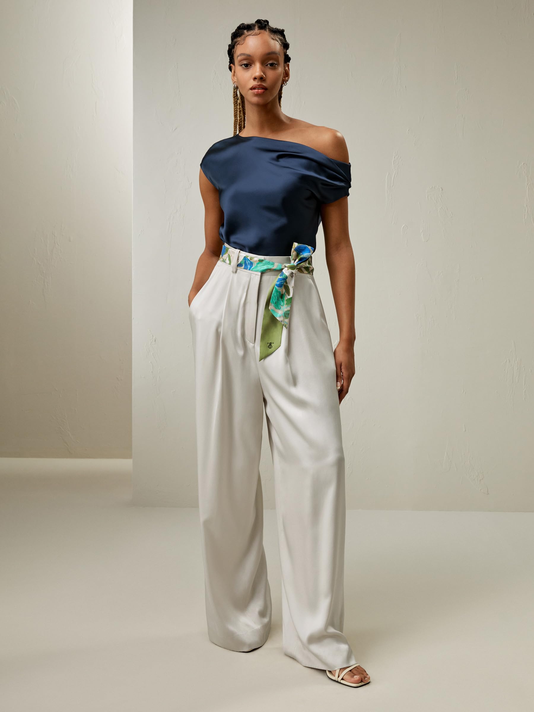 LilySilk Damen-Bluse aus Reiner Seide ärmelloses Oberteil aus Maulbeerseide mit U-Boot-Ausschnitt und Einer Schulter für jeden Anlass