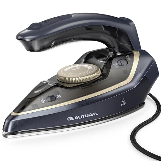 BEAUTURAL Mini Travel Iron for Clothes with Dual Voltage, 1000 Watts