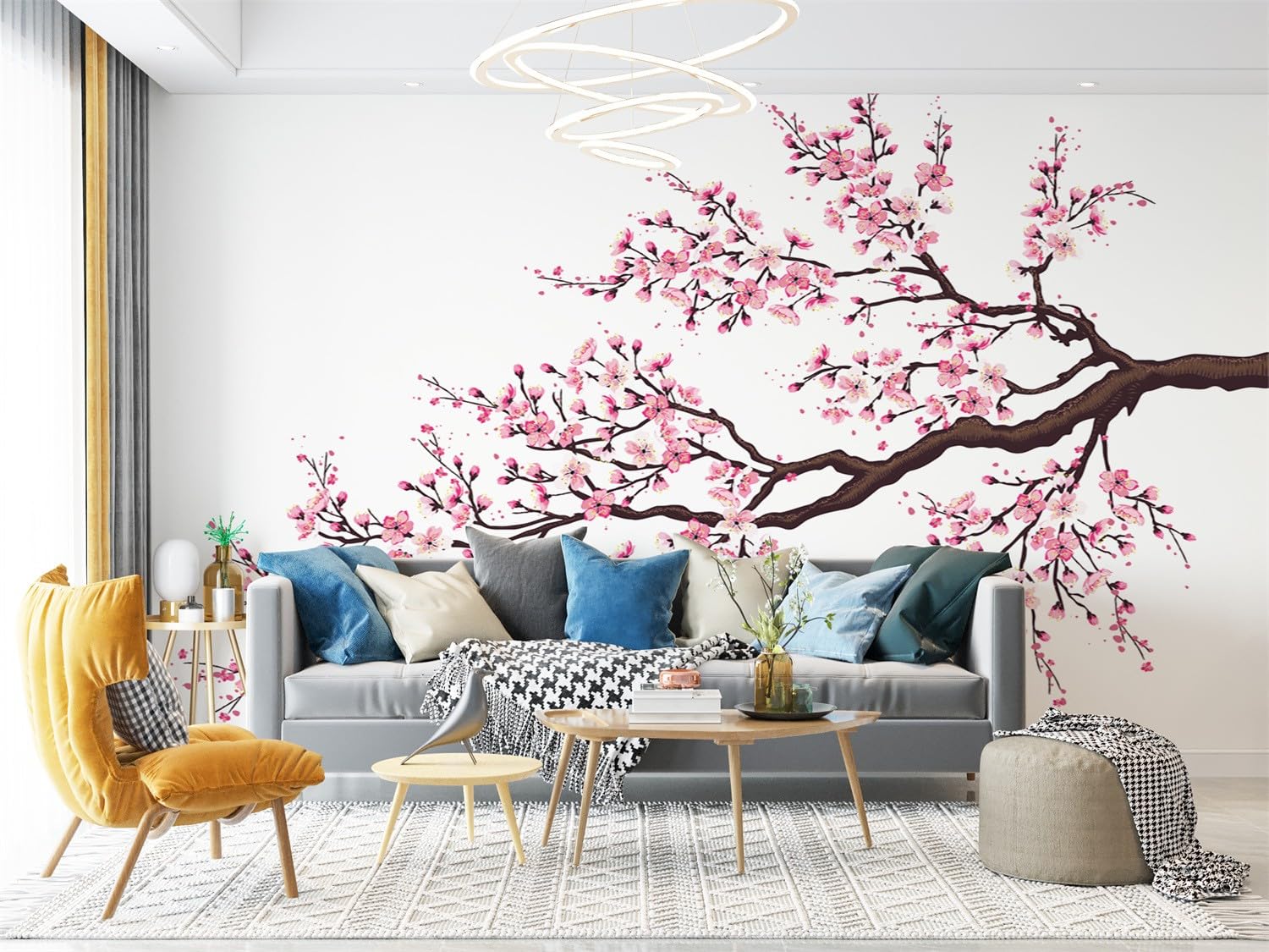 Cherry Blossom Bedroom Red Japanese Floral Wall Mural Feathr