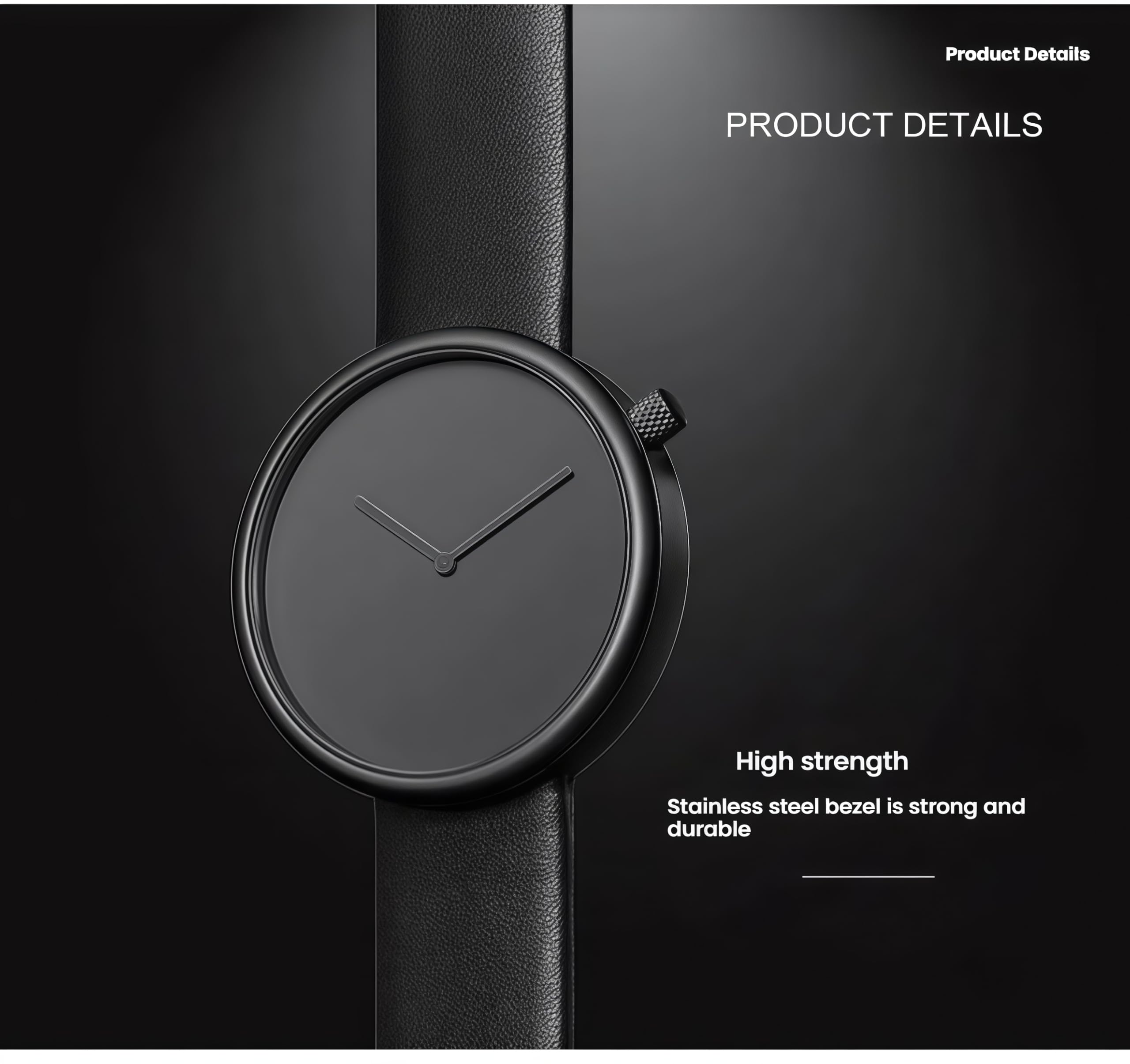 Gosasa Montre à quartz minimaliste unisexe - Cadran de 4 cm - Bracelet en cuir véritable - Ultra-mince 0,8 cm - Étanche jusqu'à 30 m - Simple - Analogique - Pour homme et femme