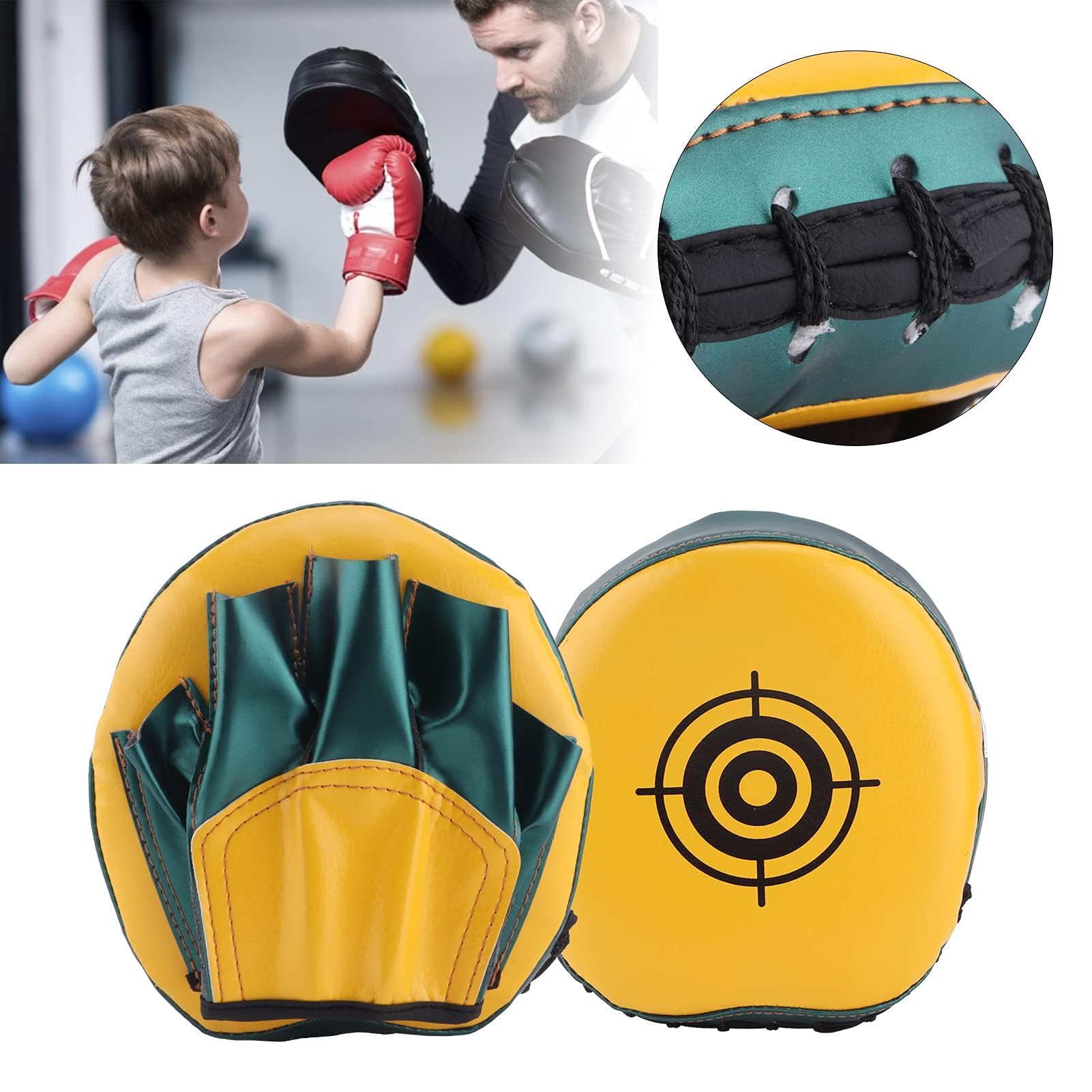 HERCHR Mini Manoplas De Enfoque, Almohadillas De Boxeo De Cuero PU para Kickboxing, MMA, Muay Thai