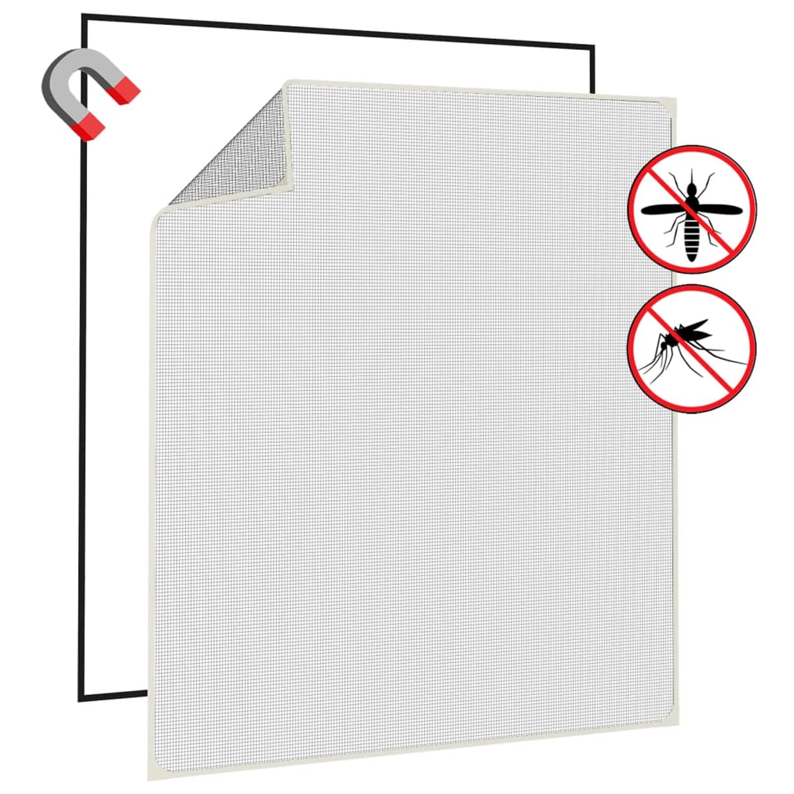 ZEYUAN Magnet-Insektenschutz für Fenster, Fliegengitter Fenster, Fliegenschutz Fenster, Pollenschutzgitter Fenster, Insektengitter Fenster, Insektennetz, Fensternetz, Weiß 130x150 cm