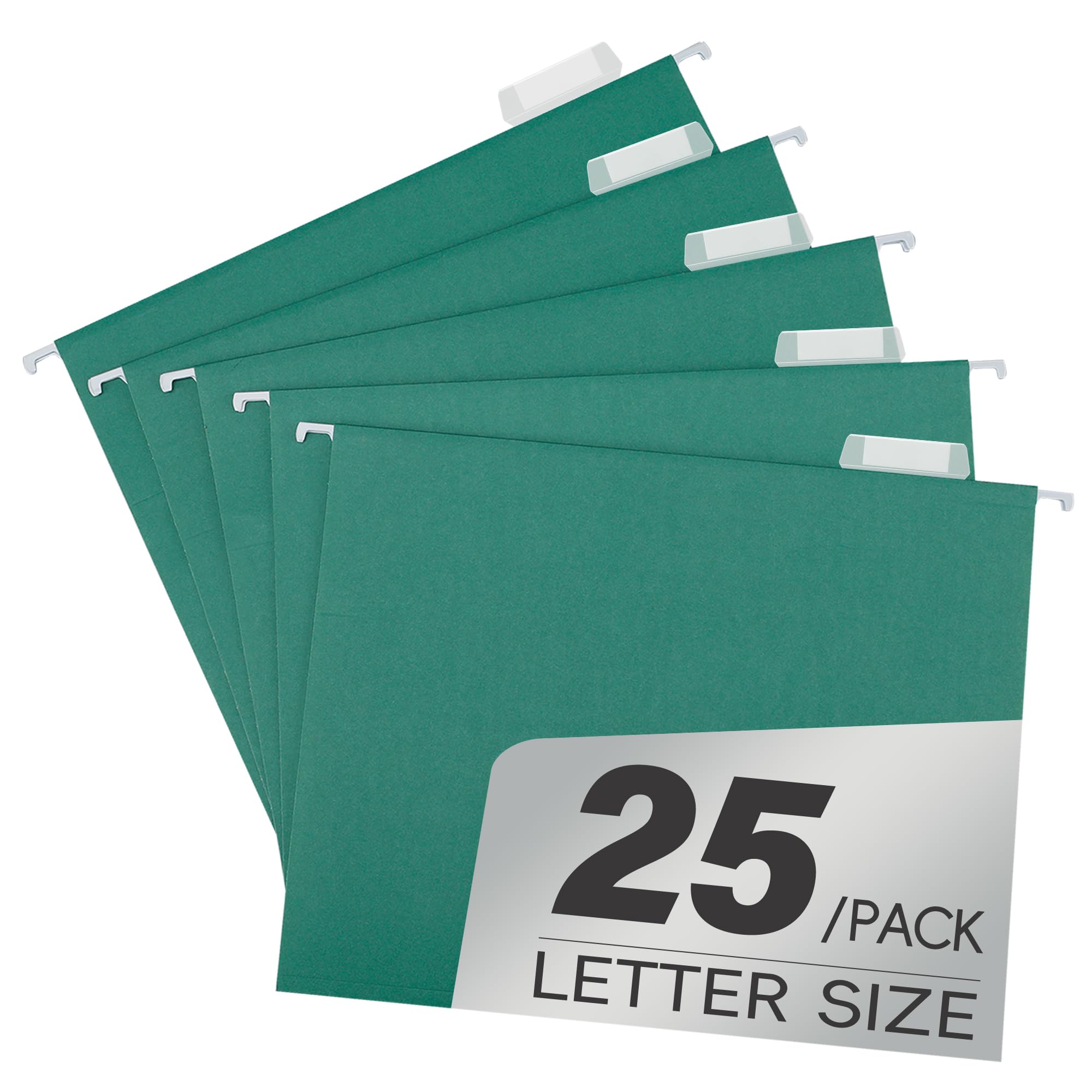 Cartelline portadocumenti sospese, formato lettera, verde, confezione da 25, robuste, dimensioni 29 x 23 cm, fessura per linguetta tagliata 1/5