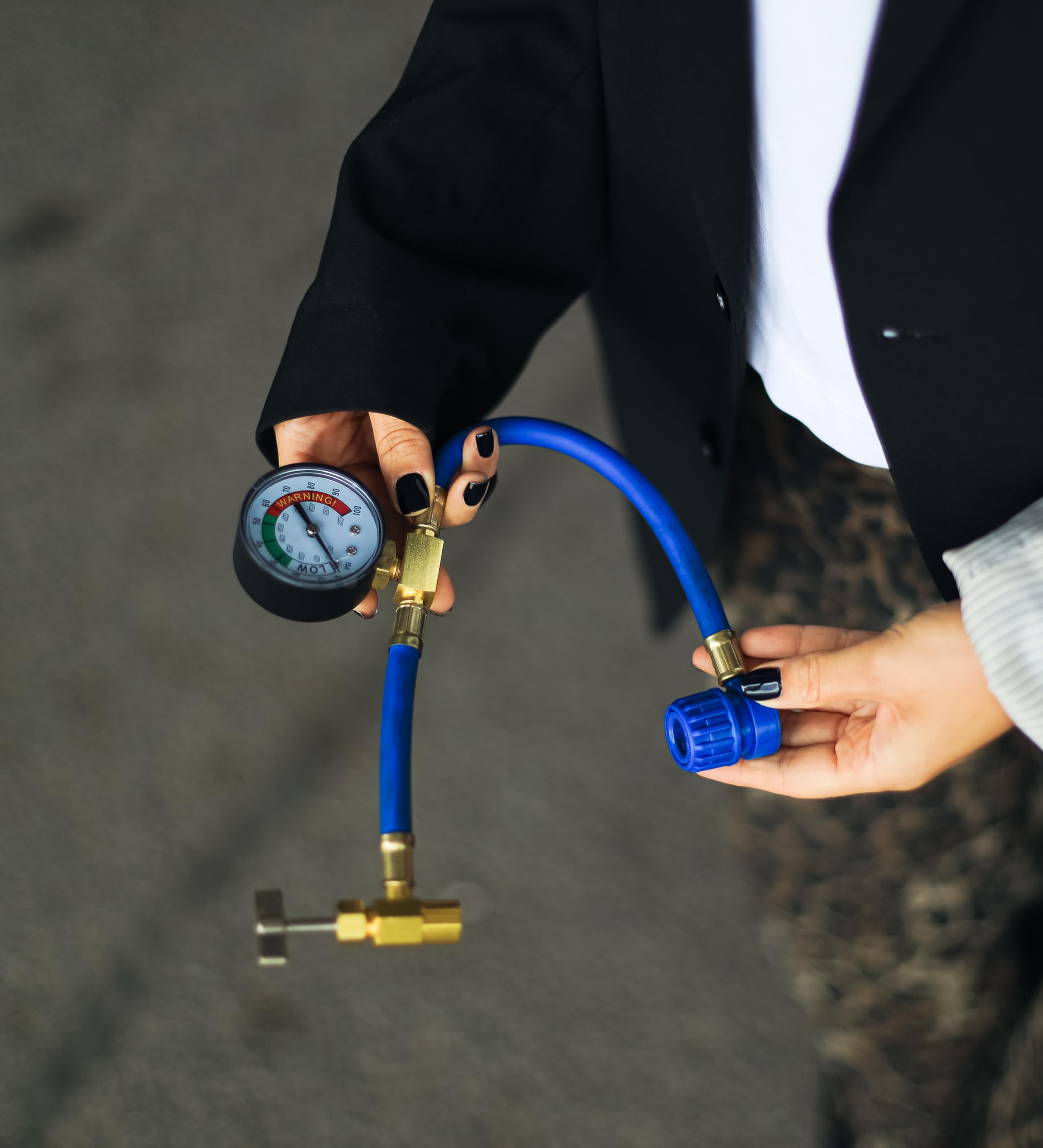 COOL5 vervanging voor koelmiddel r1234yf voor auto-airconditioning – 2 blikken 5 in 1, 290 g drukslang met manometer adapter luchtverfrisser voor in de auto
