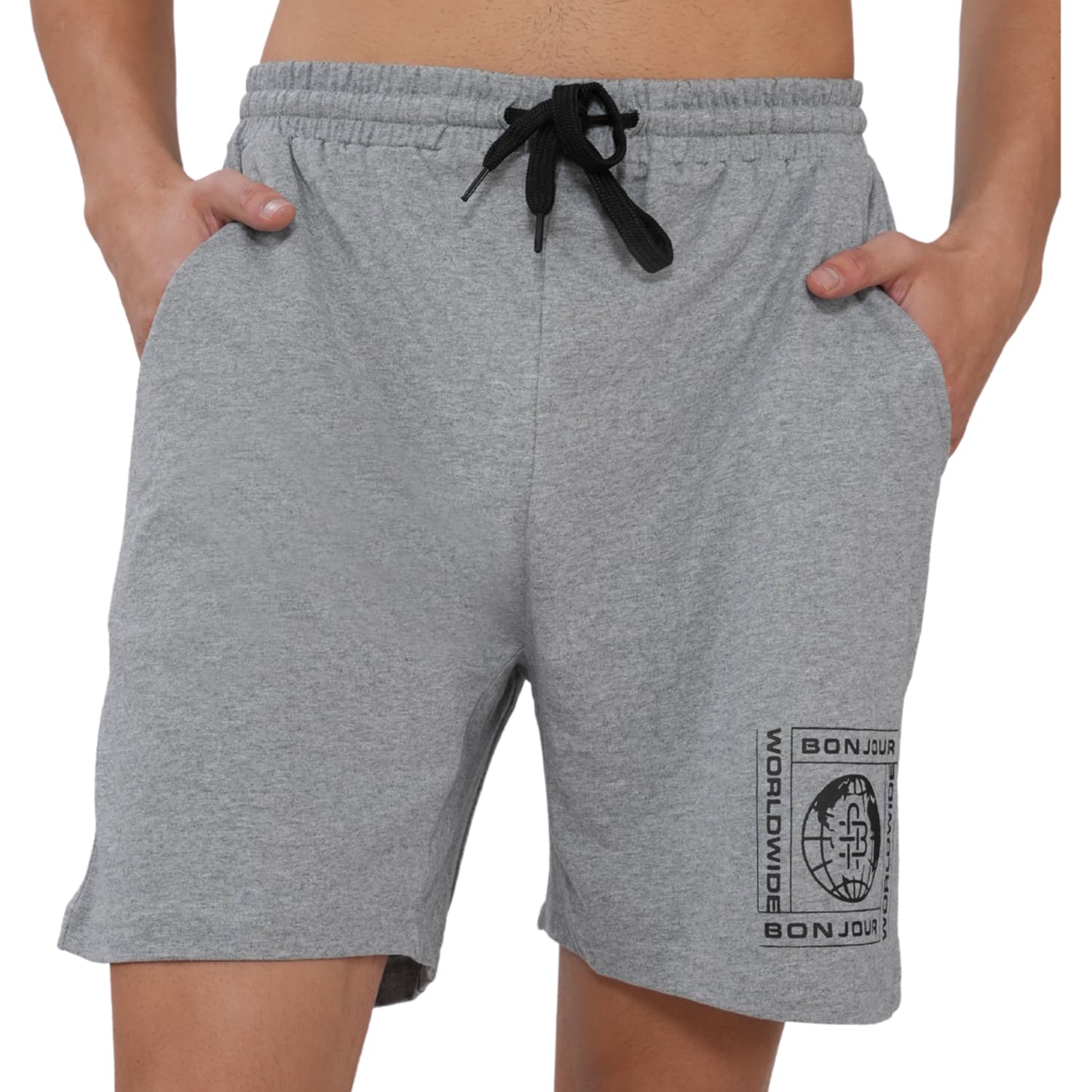 bonjour Men Cotton Regular Fit Lounge Shorts Grey-picture-38