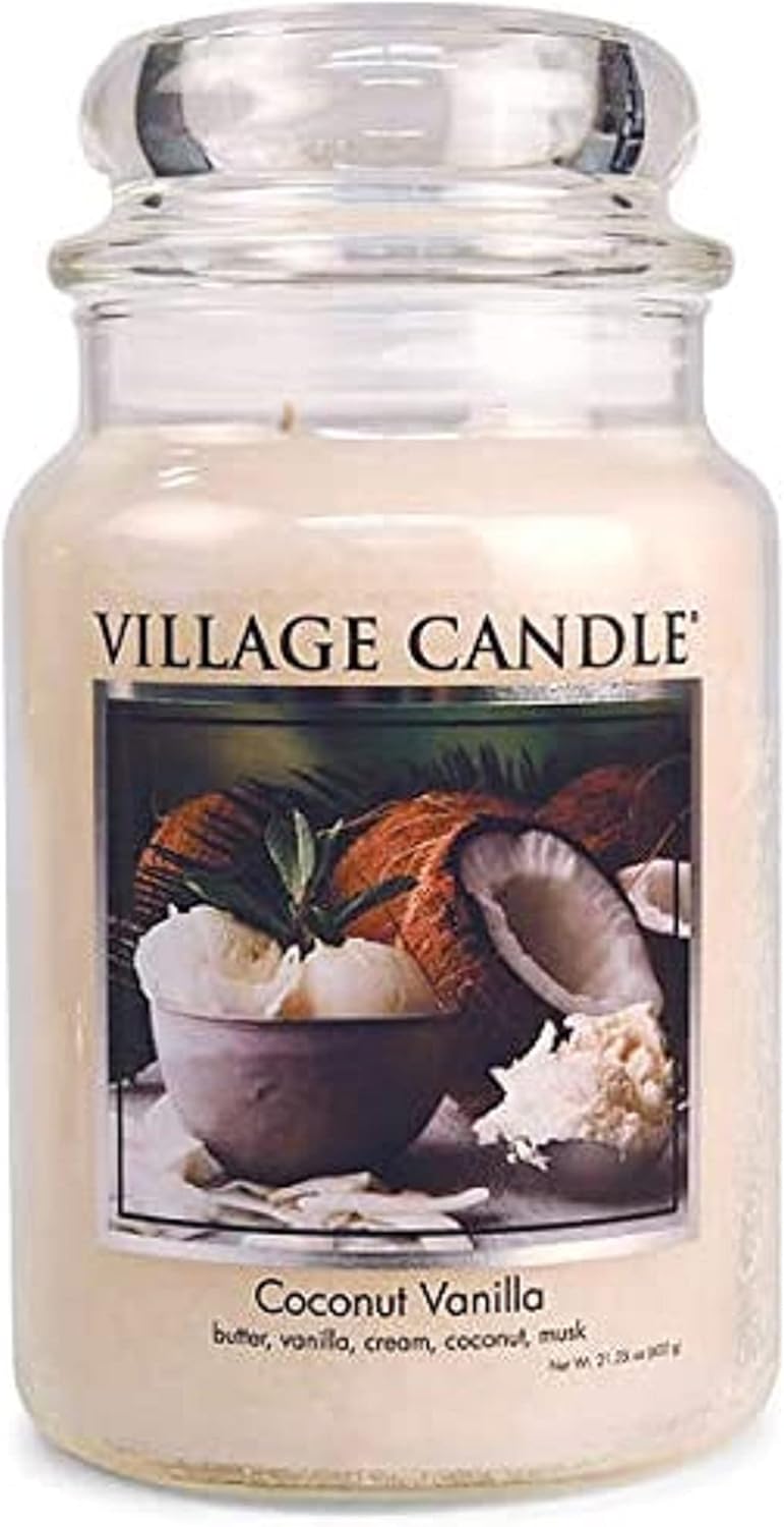 Village Candle Coconut Vanilla Large Glass Apothecary Jar