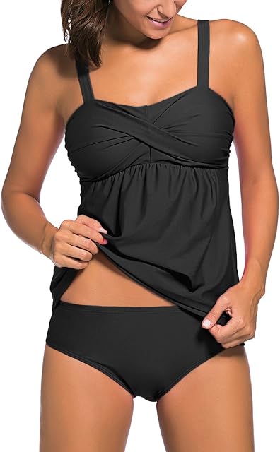 Dokotoo Womens 2 Pieces Tankini Set Strapy Swimsuits with Brief