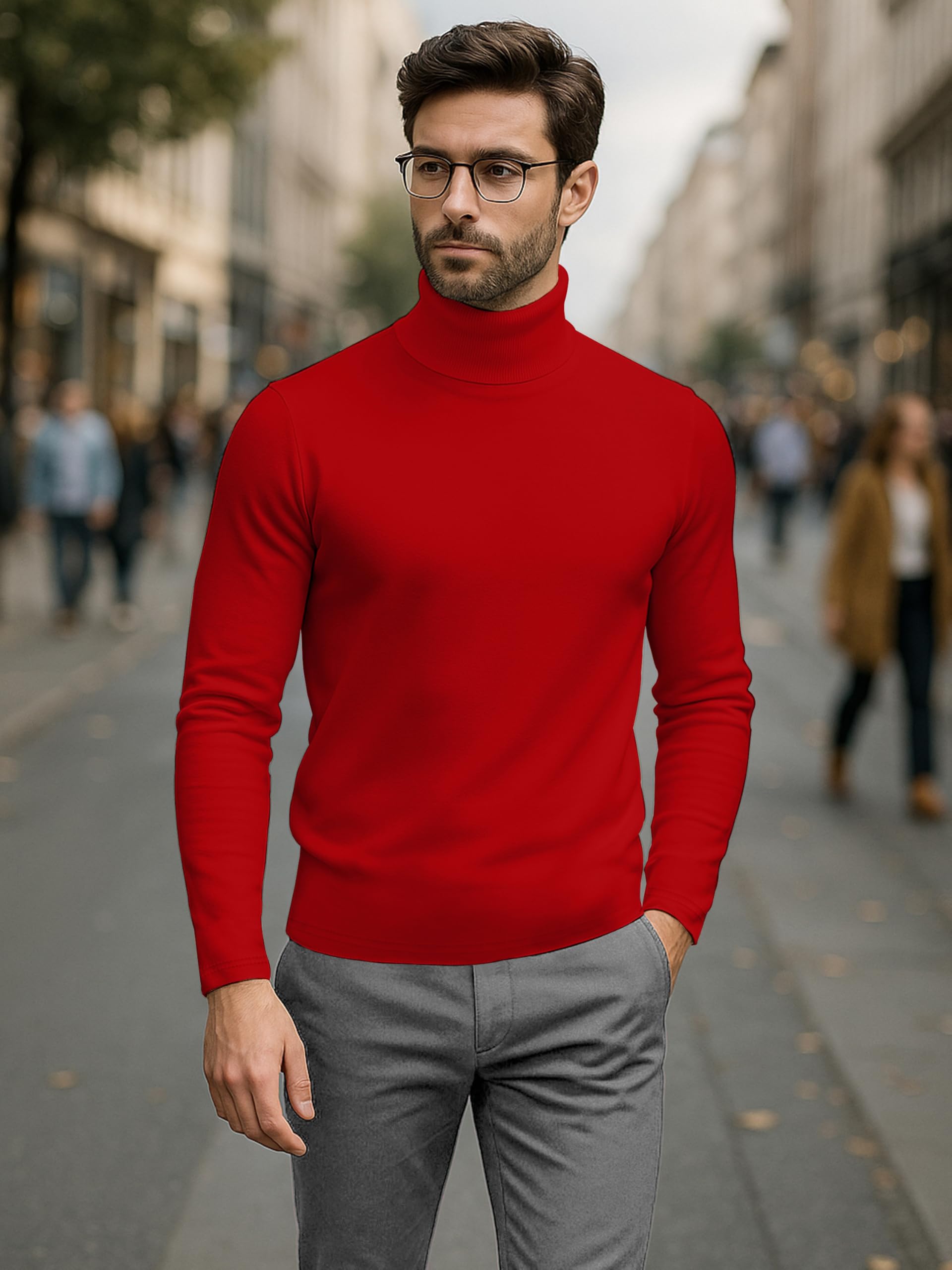 Herren Rollkragen Langarmshirt - Winterpullover Pullover für Männer - Bild 17 von 20