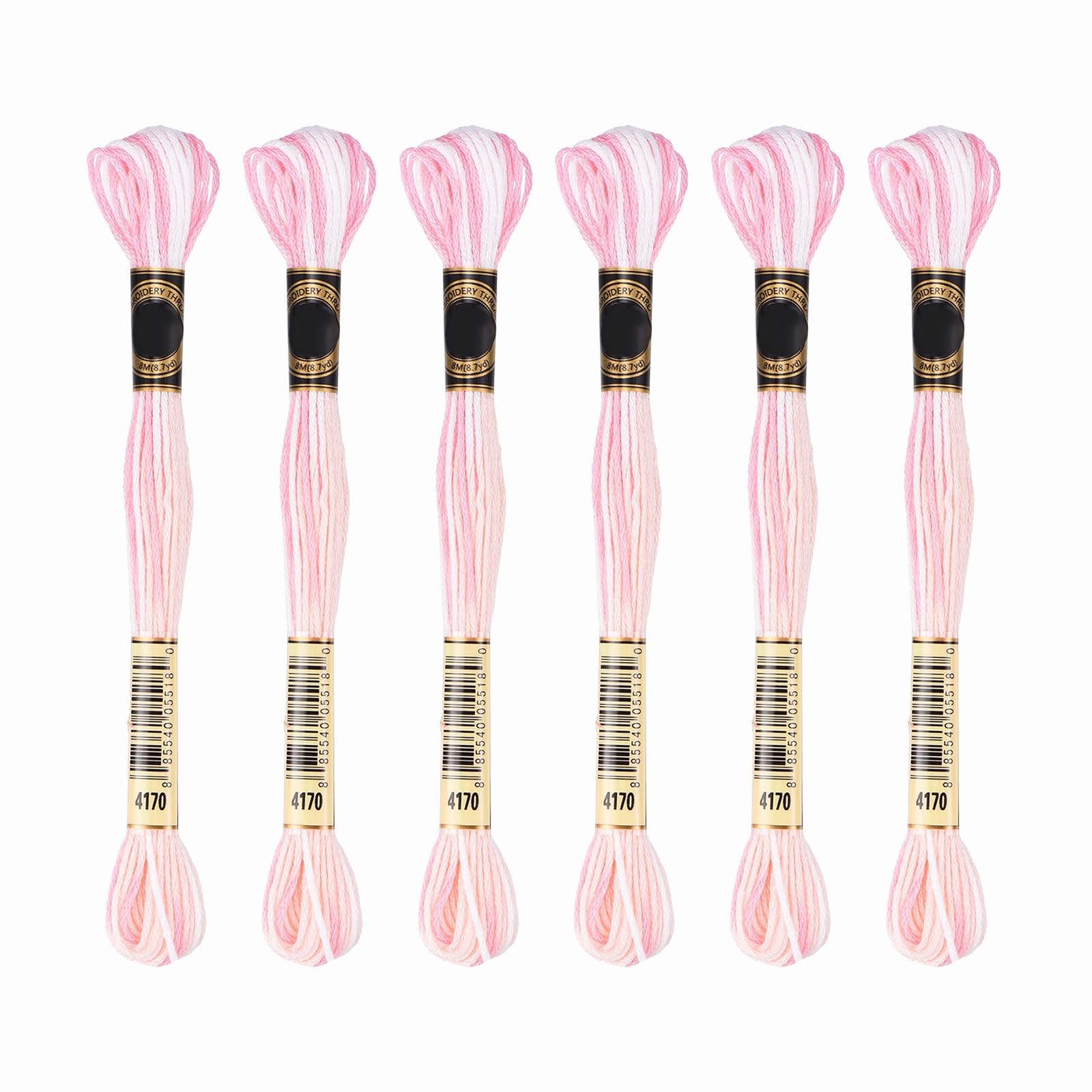PATIKIL 6 Skeins Embroidery Floss, Gradient Colors Polyester Embroidery Threads Bracelets String for Cross-Stitch Hand Embroidery, Pink White — image 1