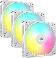 Corsair RS120 ARGB 120mm PWM Case Fans Triple Pack White - Daisy-Chain, Low-Noise, High Static Pressure
