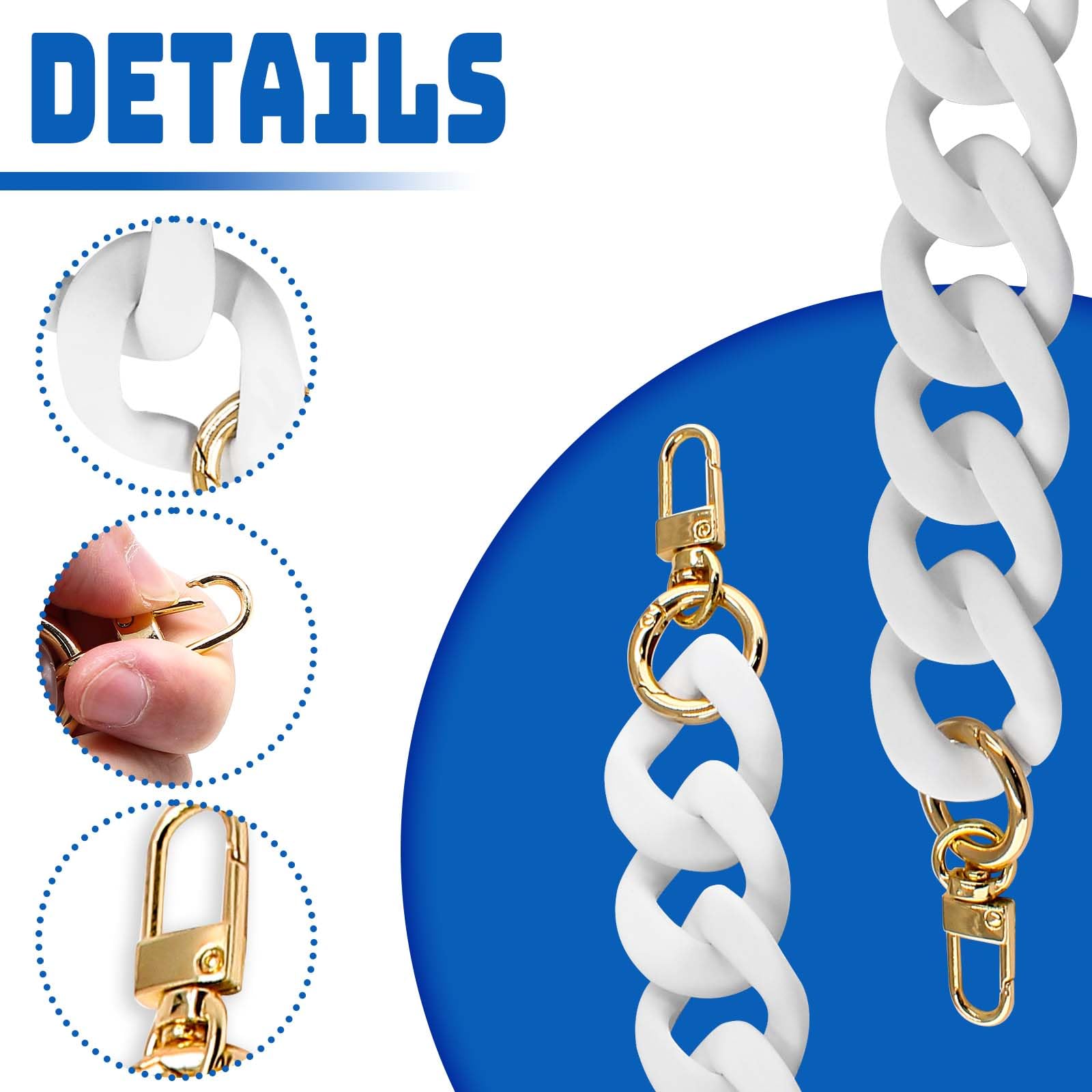 Dumpy Acrylic Purse Chain Strap – 12.6" Detachable Handle For Bag DIY & Decor