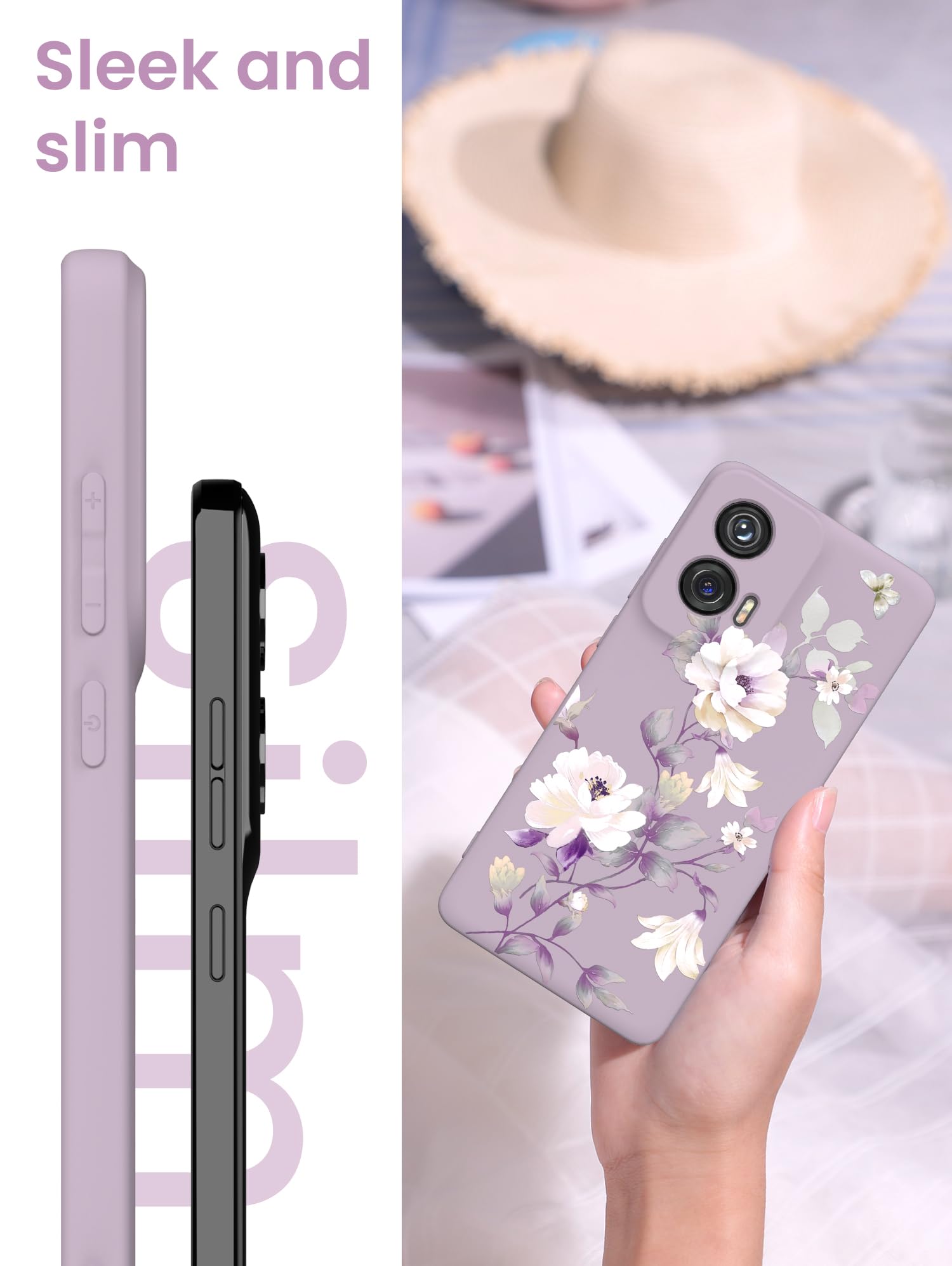 Yucenx Funda para Motorola G Stylus 5G 2024 con 2 protectores de pantalla de vidrio templado, funda de silicona líquida para niñas y mujeres, a prueba de golpes, antiarañazos, funda de protección