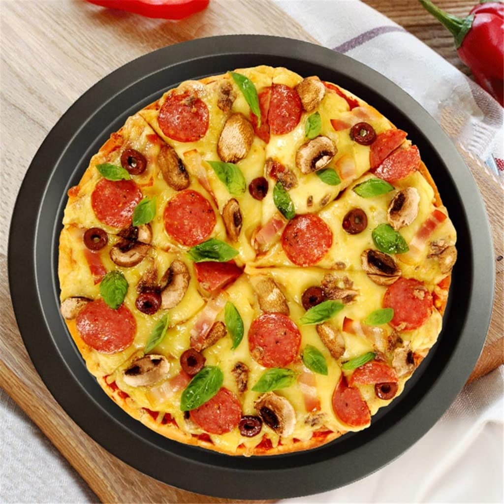 Pratica teglia per Pizza con Fori, Antiaderente, teglia per Pizza, teglia Rotonda in Acciaio al Carbonio Pesante, Strumento per la Cottura della Pizza