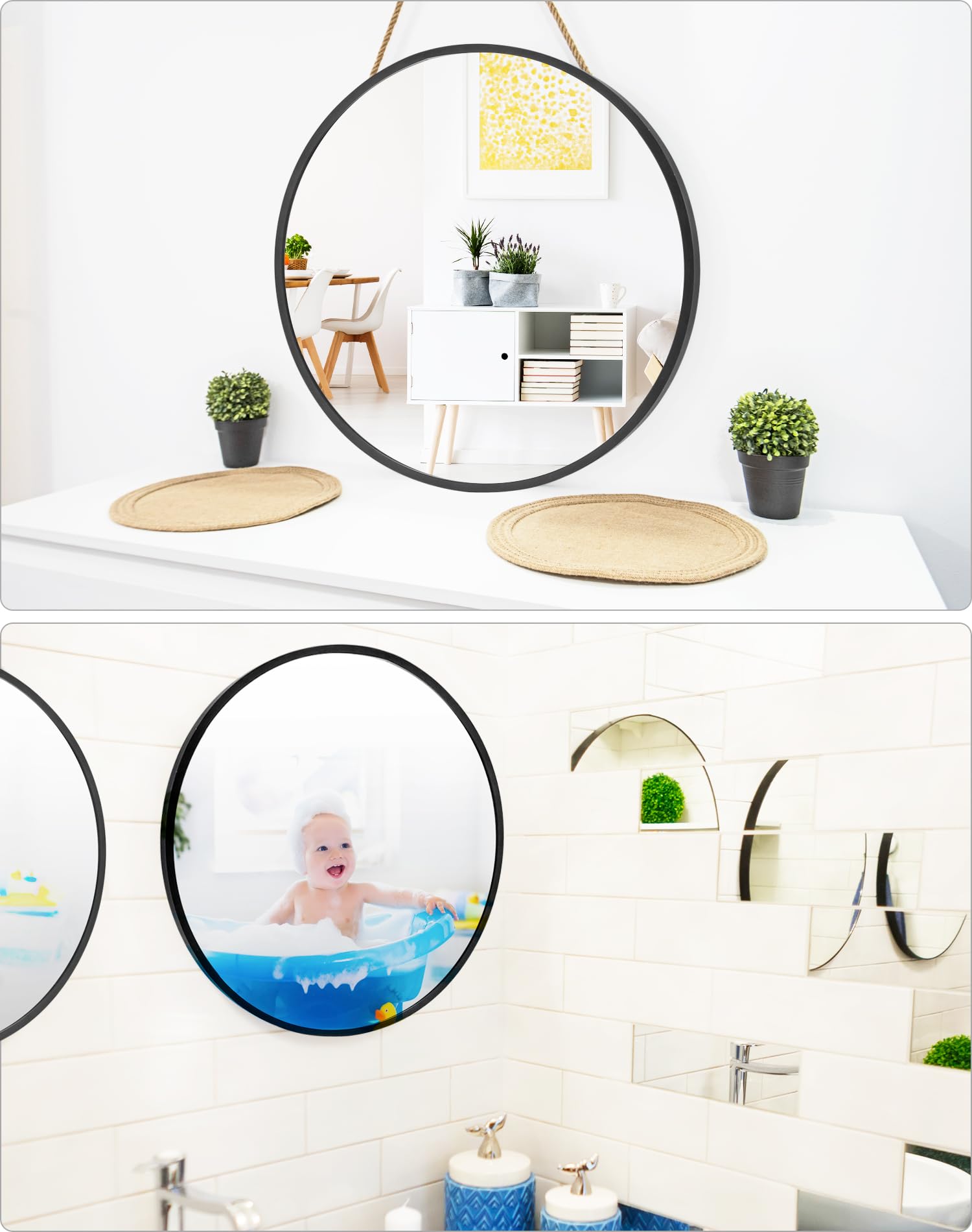 JJUUYOU Kleine houten cirkel spiegel voor muur 40 cm rustieke badkamer voor ingang woonkamer slaapkamer huis decoratief, zwart JJUUYOU Kleine houten cirkel spiegel voor muur 40 cm rustieke badkamer voor ingang woonkamer slaapkamer huis decoratief, zwart