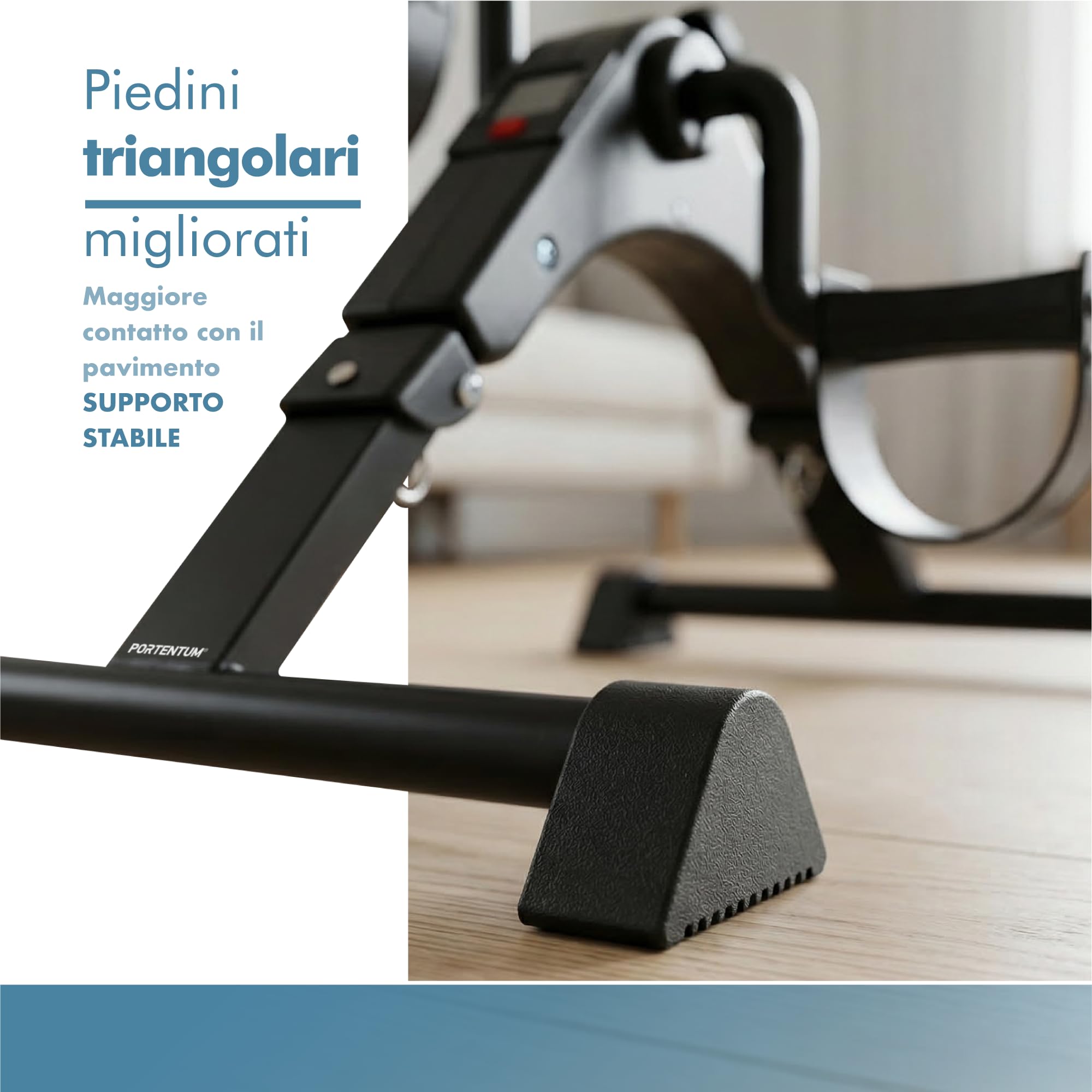 PORTENTUM Pedaliera riabilitazione per anziani con base migliorata e tappetino antiscivolo – Pieghevole – Schermo LCD – Mini cyclette da seduta braccia e gambe compatta con resistenza regolabile