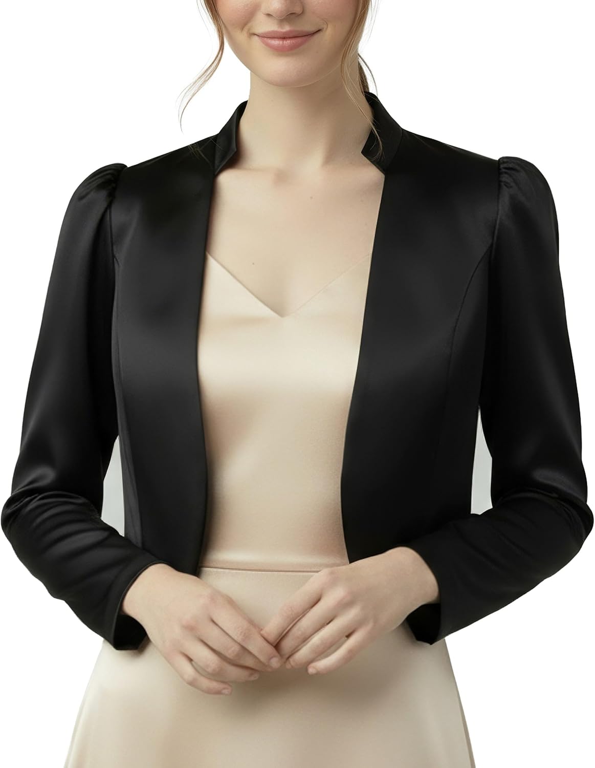 BlackButterfly Formal Satin Long Sleeve Bolero Shrug