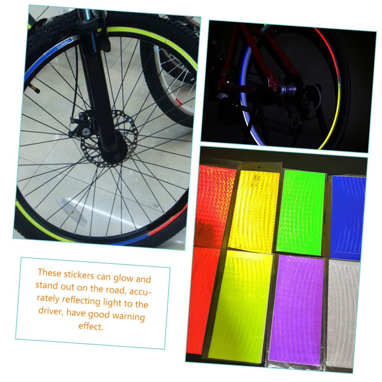 Cabilock 18Pcs Reflective Wheel Rim Stickers Glow Stripes for Bike and Motorcycle Easy to Install Tire Decals Light