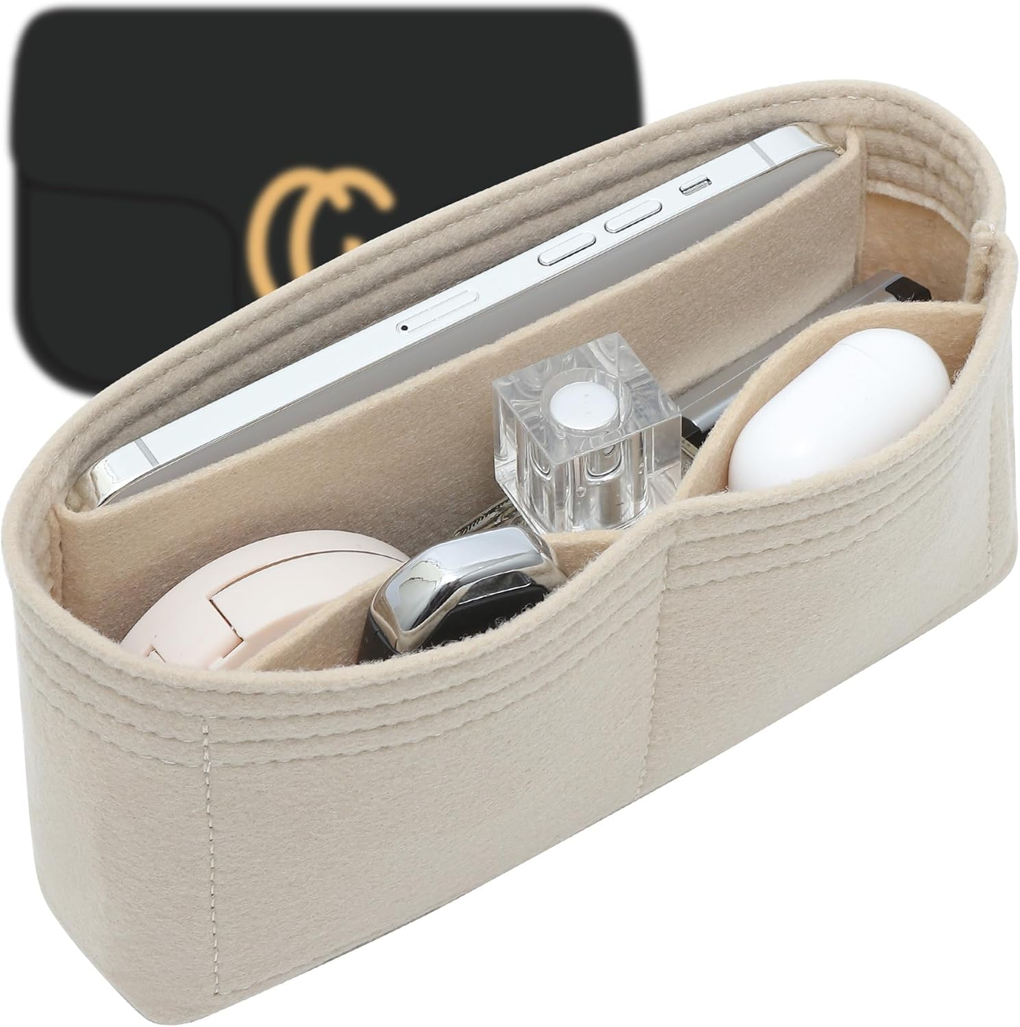 Felt Purse Organizer Insert for GG Marmont Matelasse Medium Shoulder Bag and More, Handbag Tote Organizer Liner Pouch for Women Bag(Beige,Medium)
