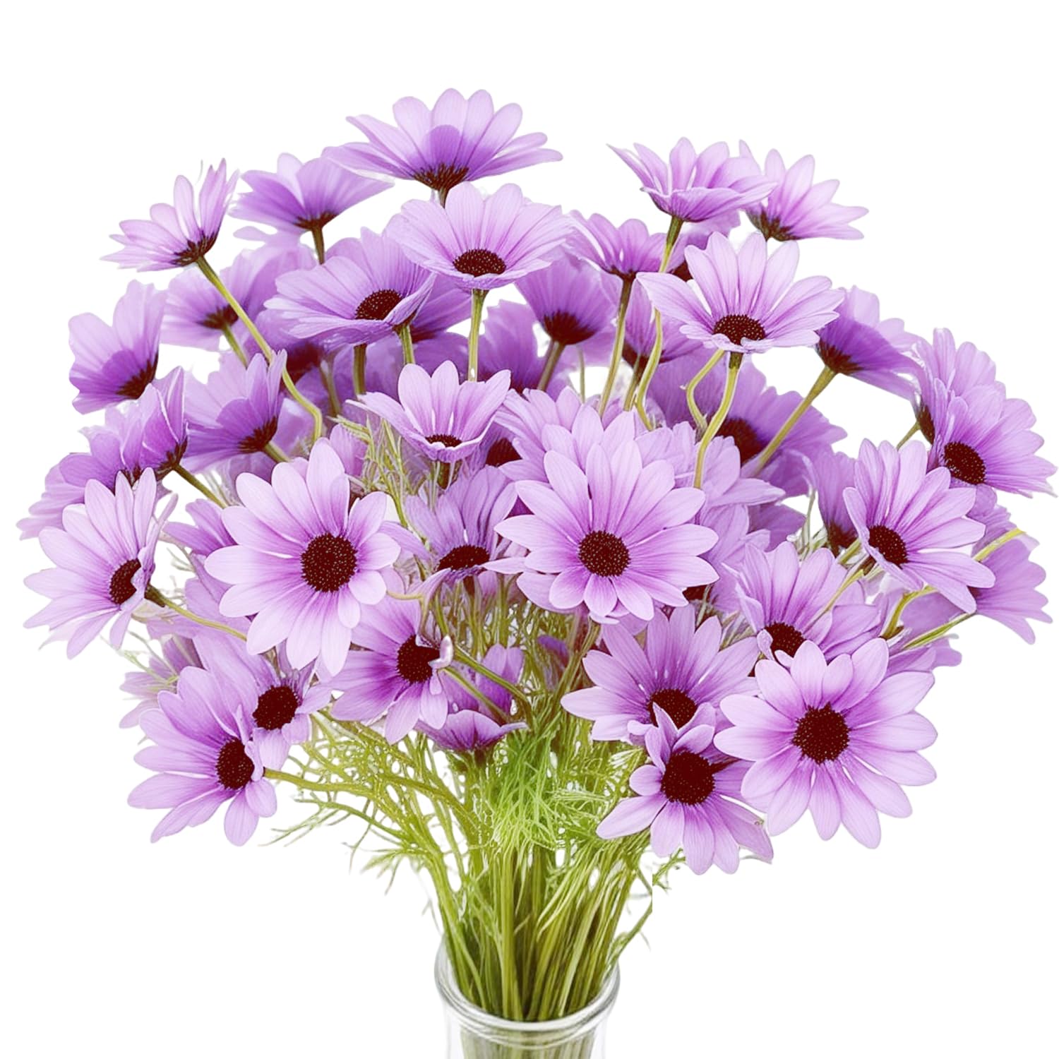 CENCERY 10 Pcs Purple Fake Daisies, Artificial Flowers Bouquet for Home Styling, Crafting Supplies and Party Decor