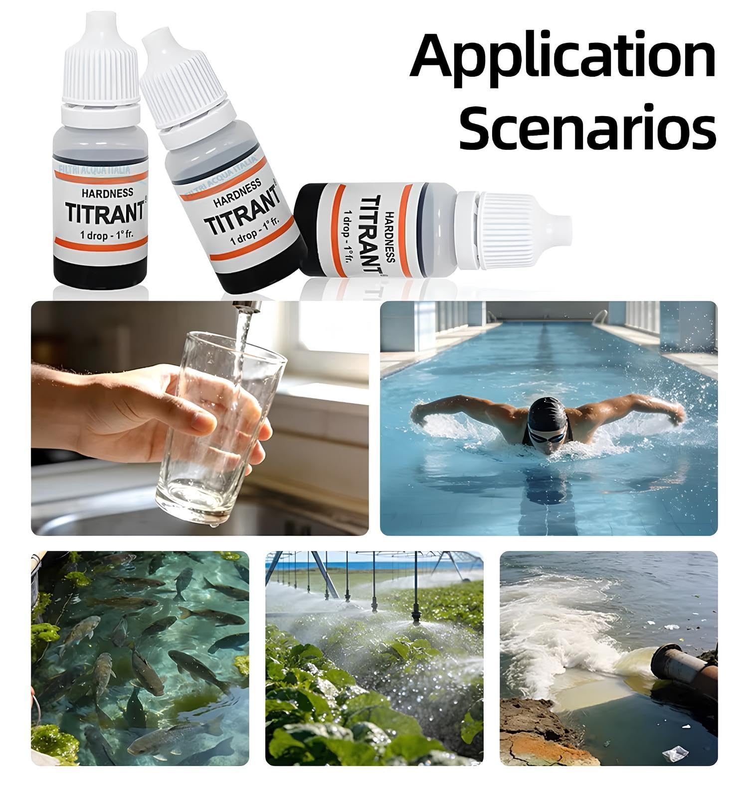 Titrant Set 4 Pezzi Kit Analisi Durezza Acqua (Gradi Francesi) per Misurare Calcare