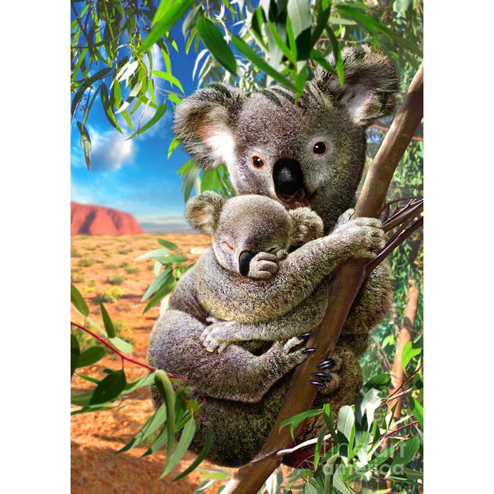 Meecaa Clear Diamond Painting Kits With Tools, Koala Baby Animal Tree Diy 5D Full Drill Cross Stitch Diamond Mosaic Art Crafts 30X40cm (Koala)