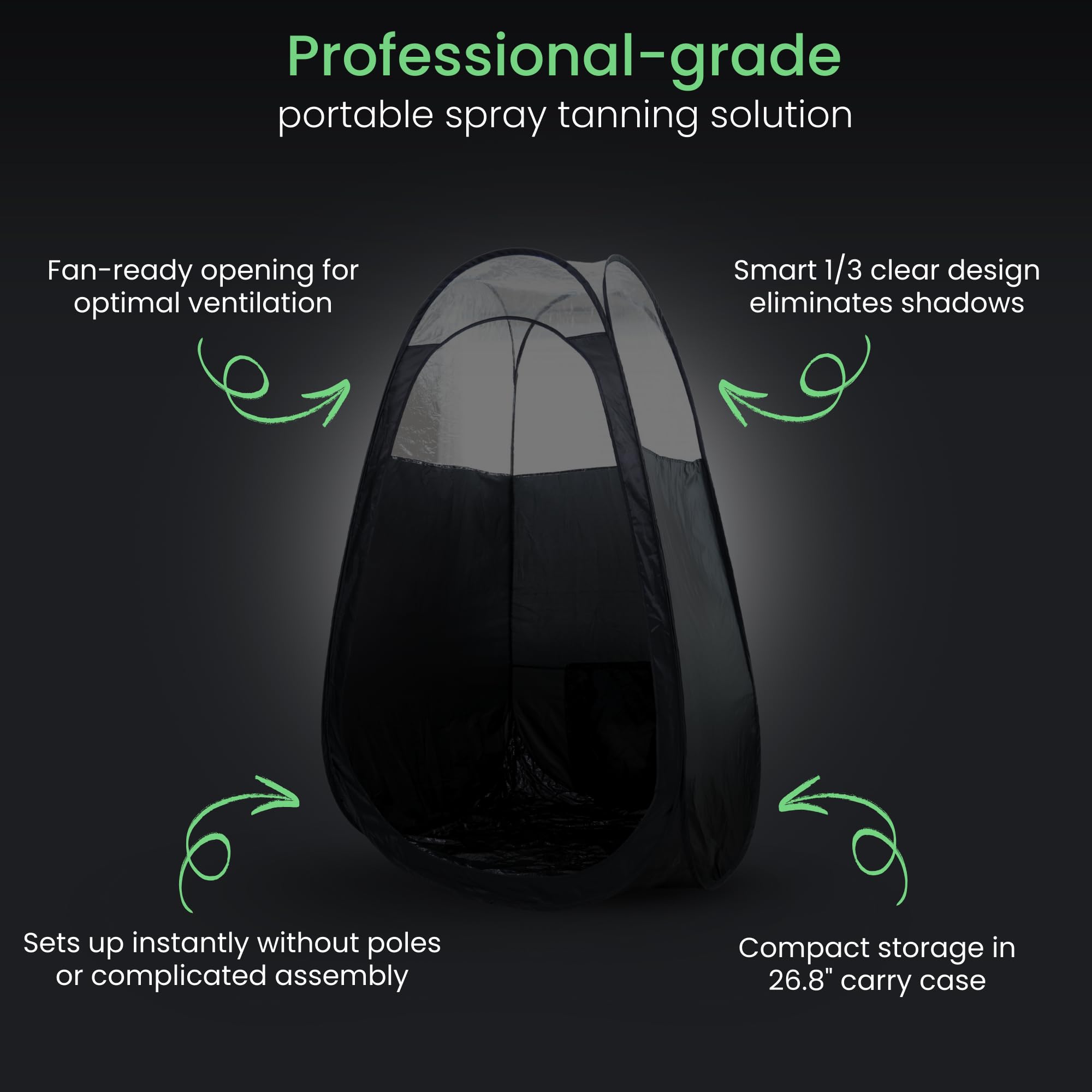 Large Portable Spray Tan Tent with Clear Window and Carry Case
