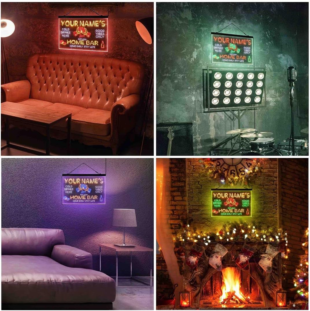 Personalized Whisky Glass Home Bar Tri-Color LED Neon Light Sign Customize Name Date Text Quote Font White & Green & Blue 13 x 8.7 Inches st9s32-p5-tm-wgb