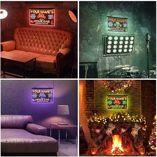 Miniatura 6 de Letrero de luz de neón LED tricolor de cristal de whisky personalizado para bar en casa, nombre personalizado, fecha, texto de cita, fuente blanco y
