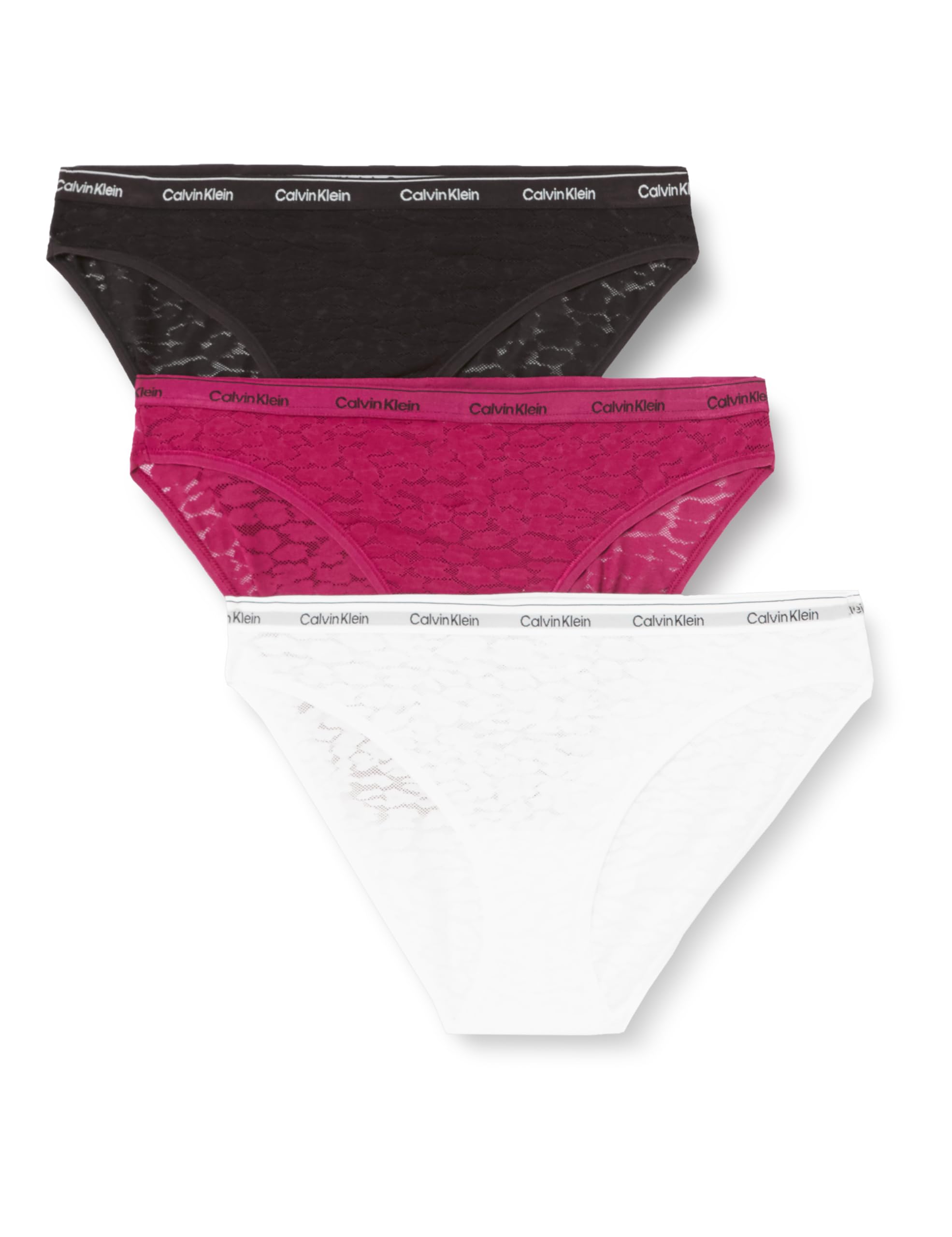 Calvin Klein Damen 3er Pack Slips Bikini Form Low-Rise Unterwäsche, Mehrfarbig (Purple Potion/White/Black), XL