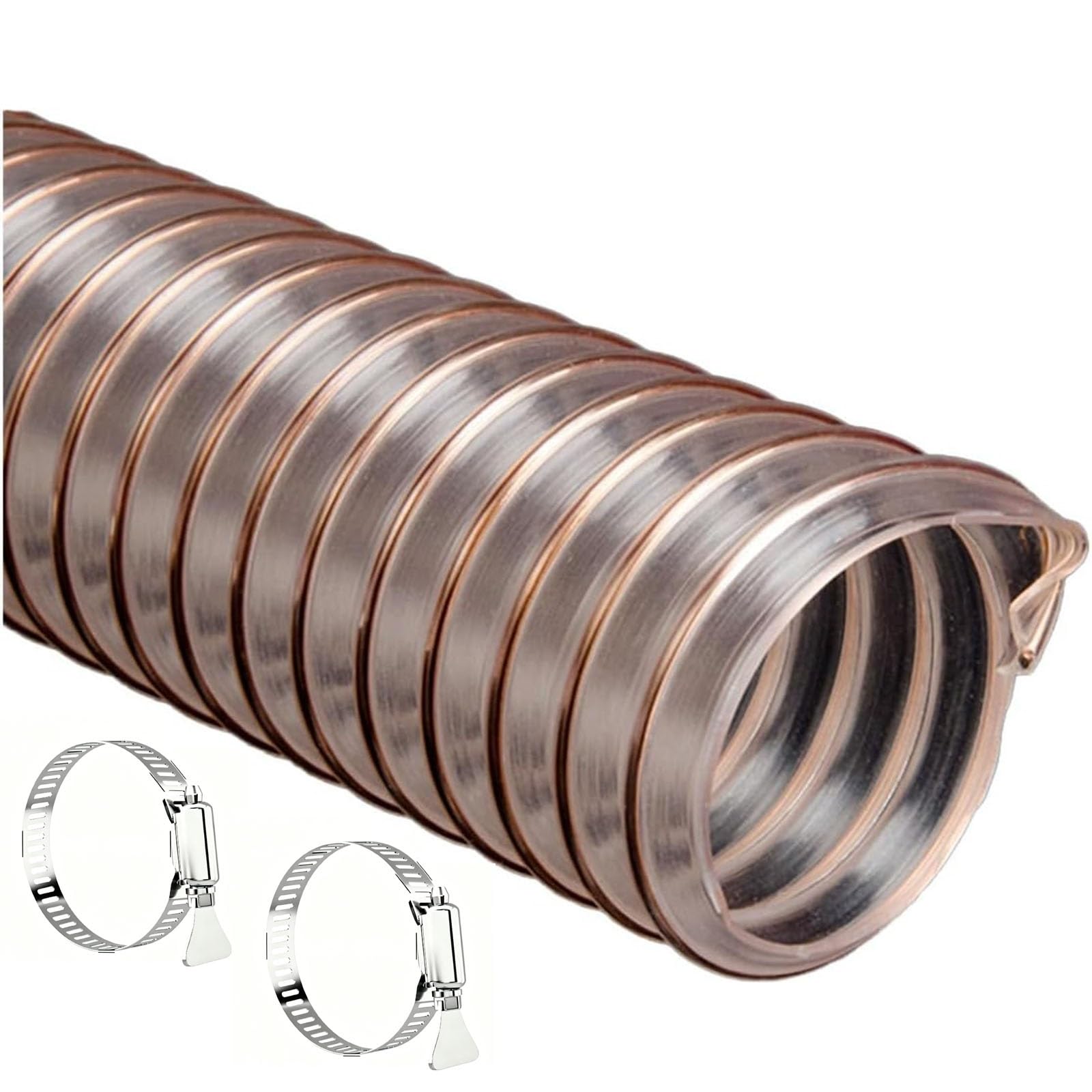 Tubo Condotto Aria Flessibile PU Poliuretano 25‑300mm, Condotto Ventilazione Rinforzato Filo Acciaio, Tubo Resistente Al Calore Per Scarico Industriale(L 10m(33 Ft),Dia-150MM (5.9 Inch))