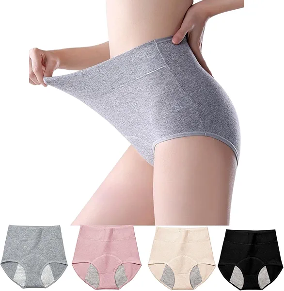 Women's Washable Incontinence Underwear 4 Pack, Leakproof Ladies Panties High Waist, Incontinence Protective Briefs for Minor Bladder Leak(XL)
