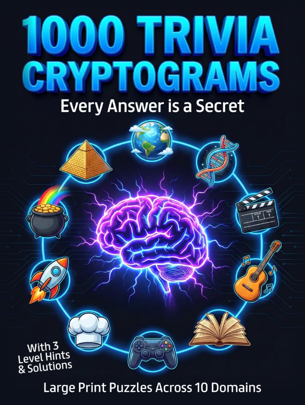 Trivia Cryptogram Puzzles: Decipher 1000 Large Print, Brain-Busting Codes Across 10 Domains to Unlock Your Inner Genius