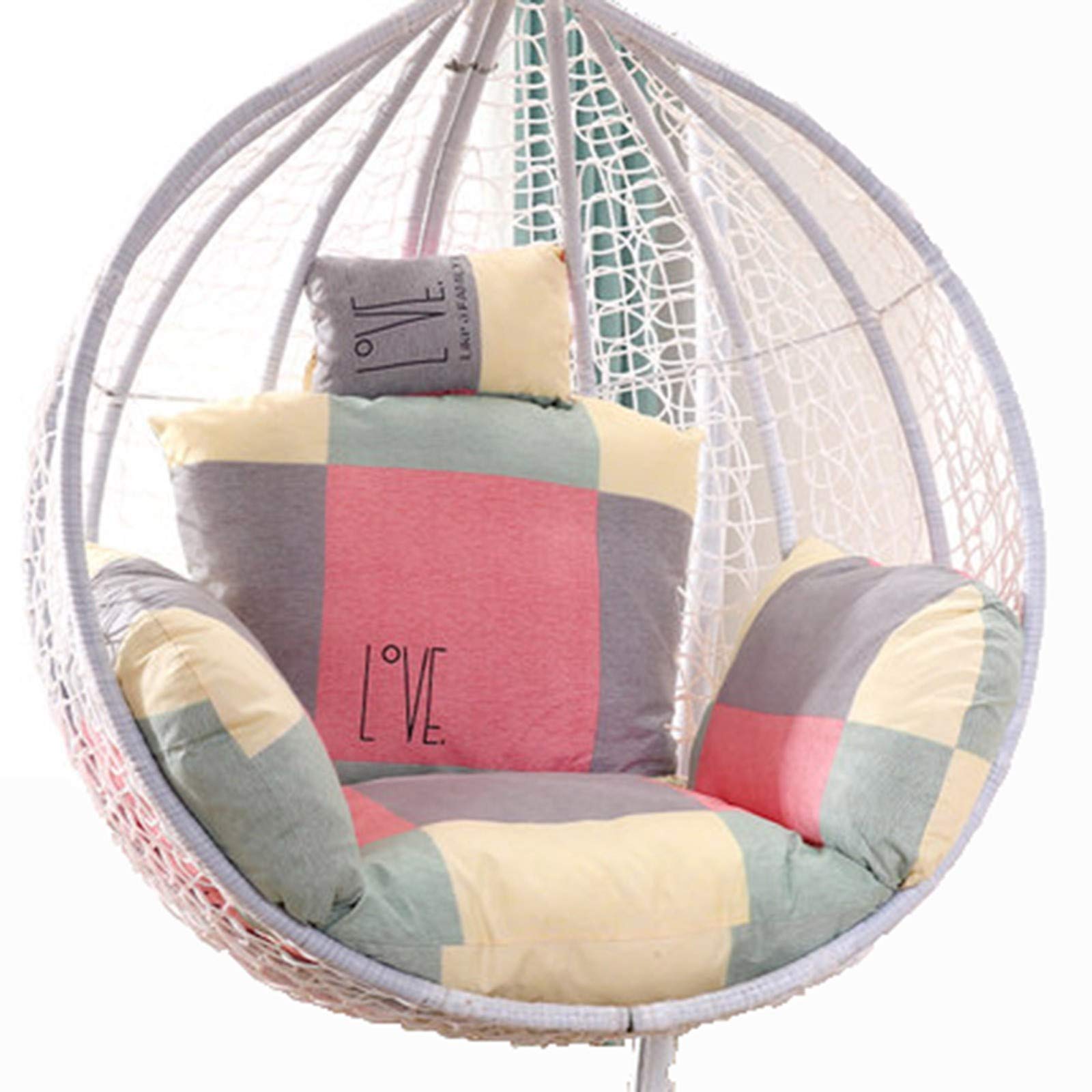 ERTsrhFD Hanging Swing Chair Seat Thicken Hammock Cushion with Headrest And Armrests, Outdoor Garden Pads(Lattice)
