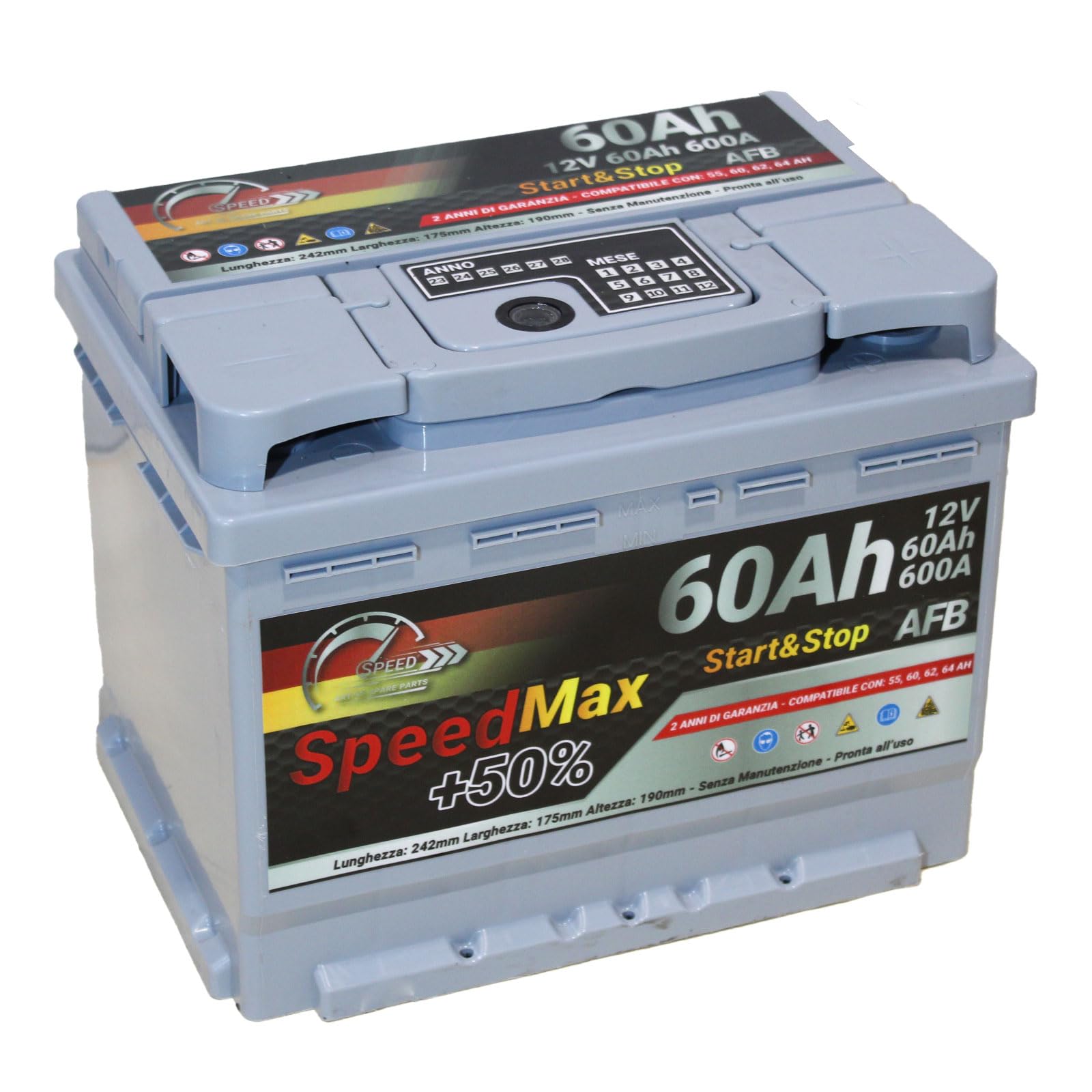 SMC bateria Auto 60Ah AFB Speed Max 600A 12V L2 Start&Stop 242x175x190 mm EFB