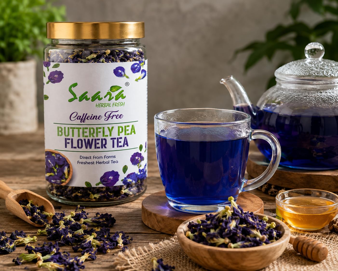 VS Products Blue Pea Dry Flowers,100g, Butterfly Pea Flower Tea, Aprajita, Asian pigeonwings, Cordofan pea Flower (Pack of 1 X 100g) 3