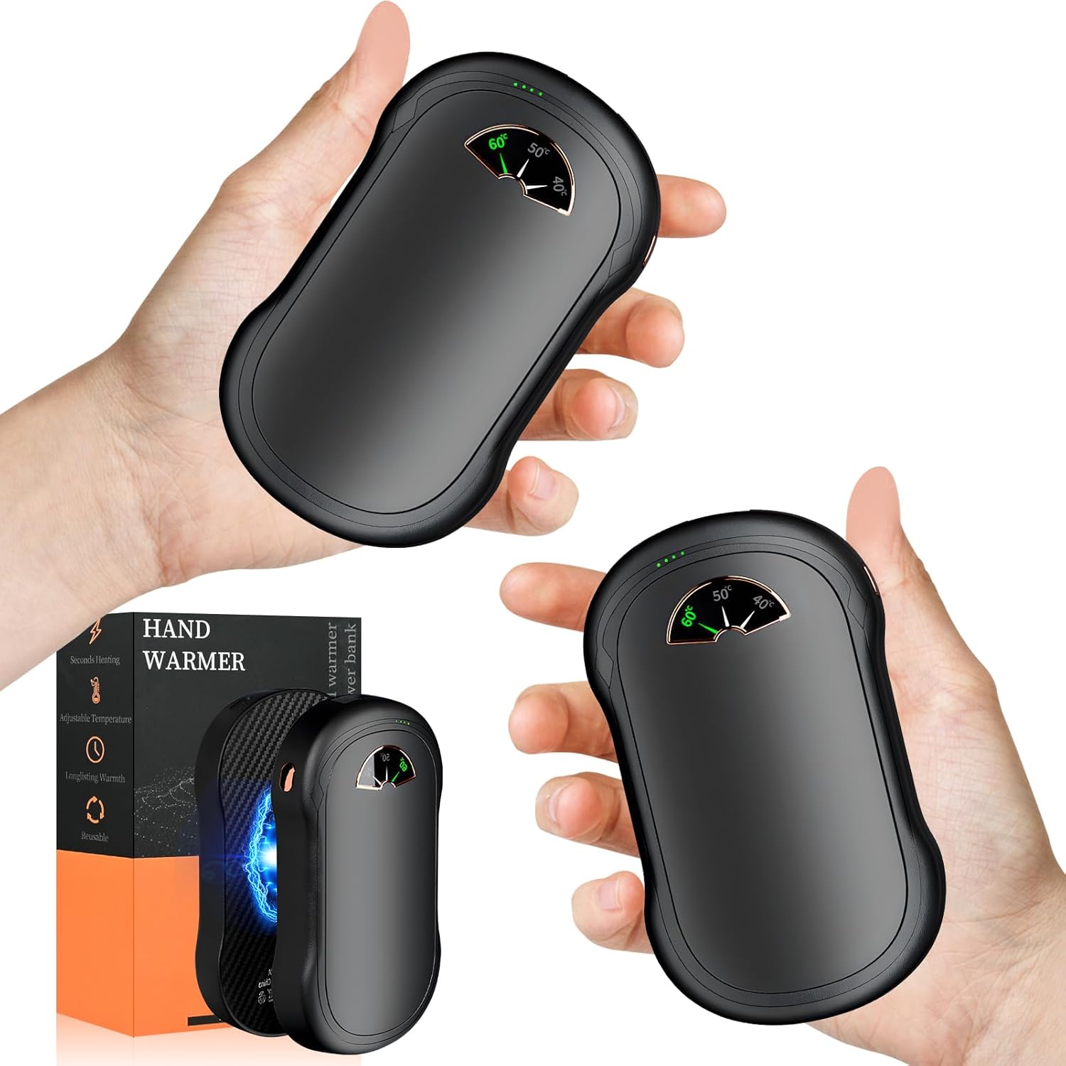 Hand Warmers Rechargeable 2 Pack, 2 in 1 Electric Hand Warmer